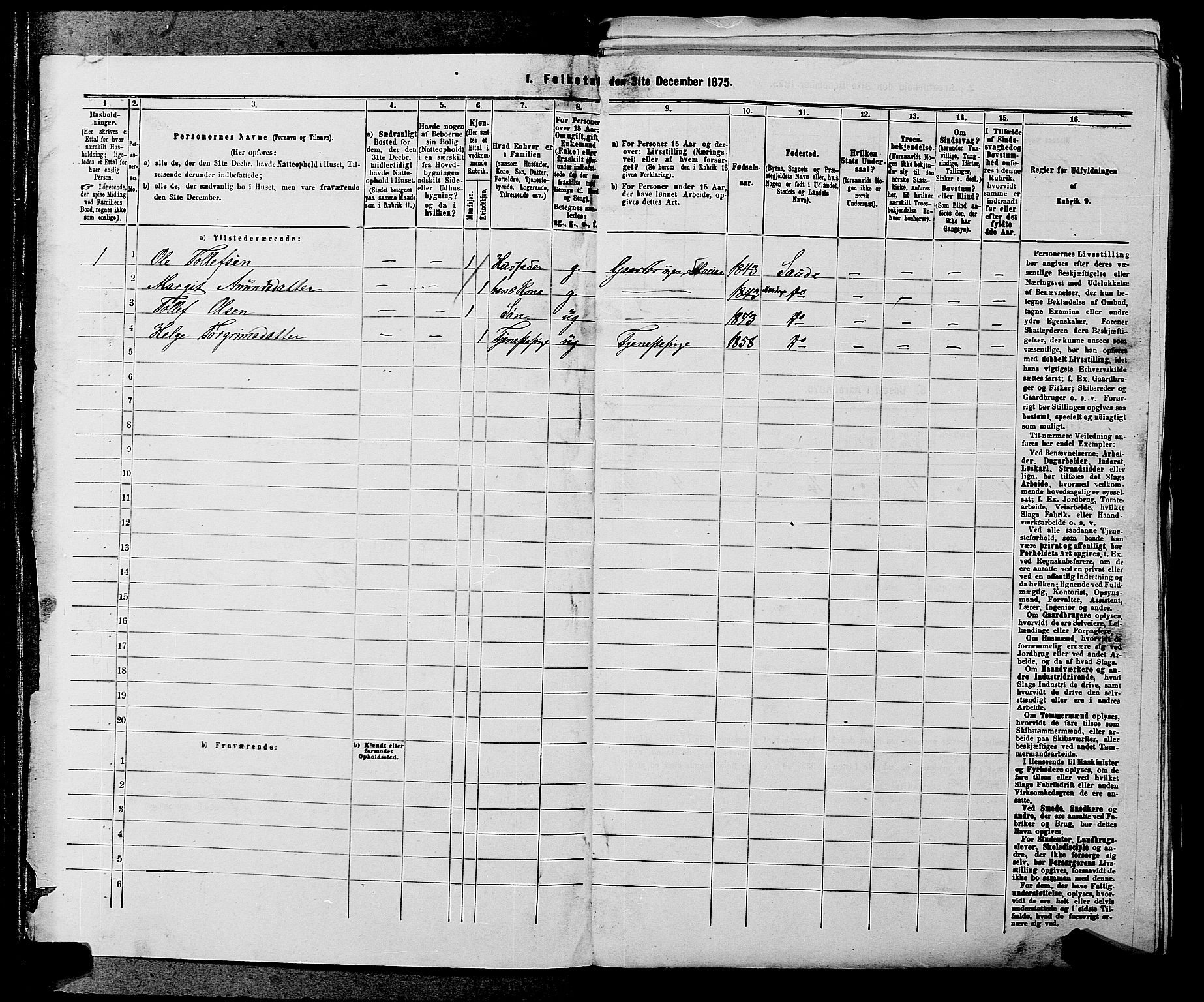 SAKO, 1875 census for 0822P Sauherad, 1875, p. 830