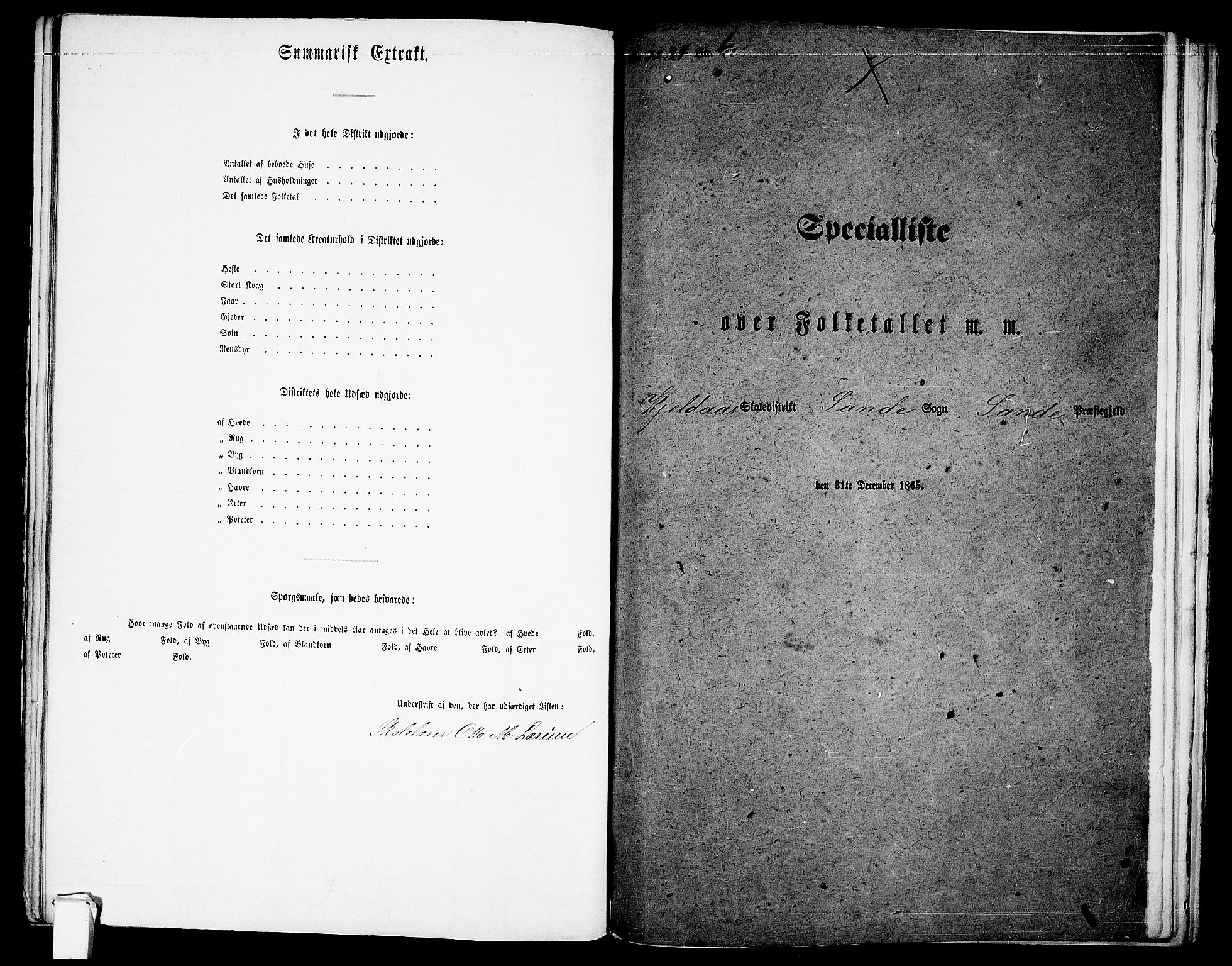 RA, 1865 census for Sande, 1865, p. 99