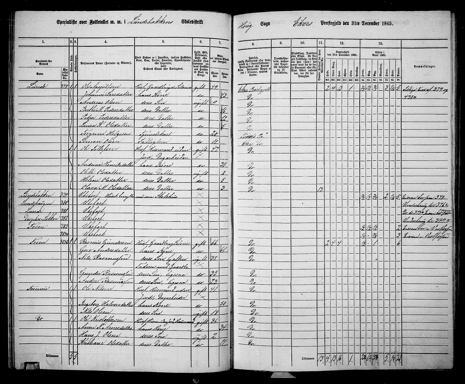 RA, 1865 census for Eiker, 1865, p. 88