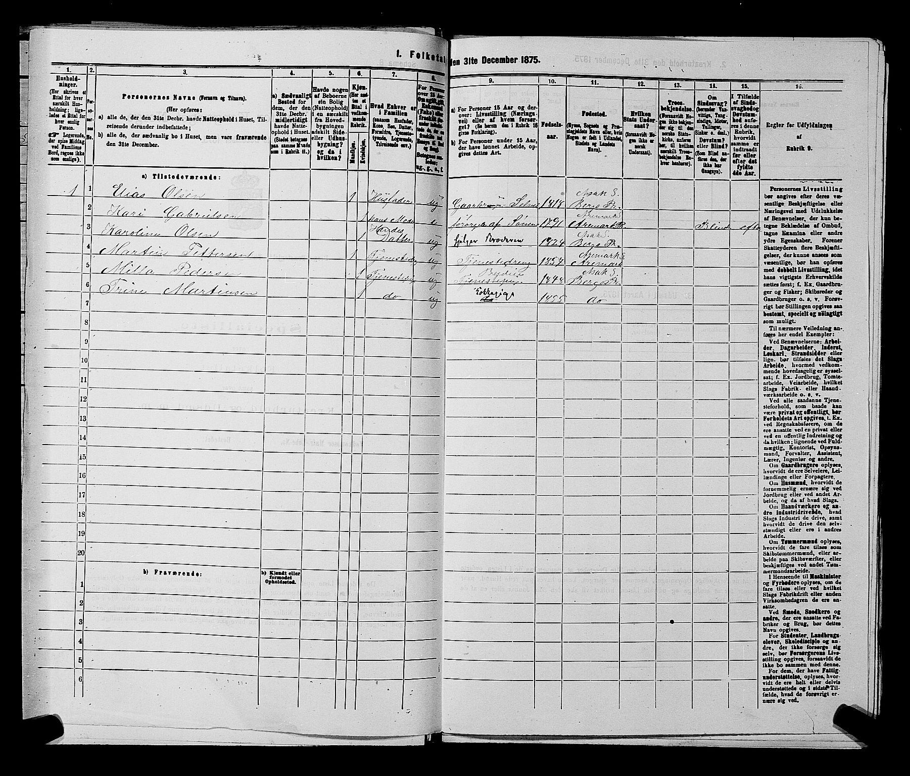 RA, 1875 census for 0116P Berg, 1875, p. 1150