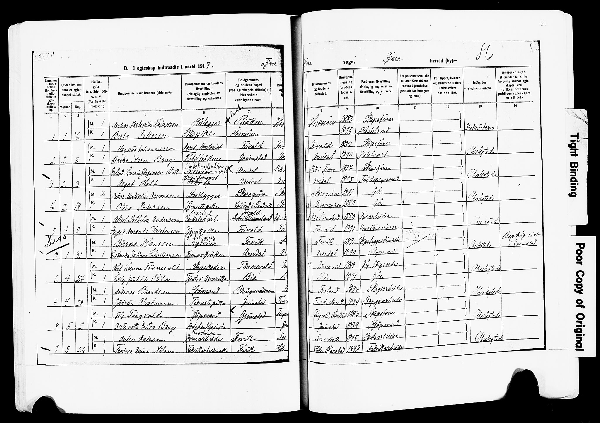 Fjære sokneprestkontor, SAK/1111-0011/F/Fa/L0003: Parish register (official) no. A 3.1, 1903-1920, p. 58