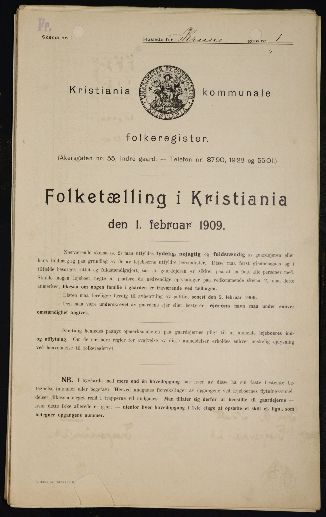 OBA, Municipal Census 1909 for Kristiania, 1909, p. 50384