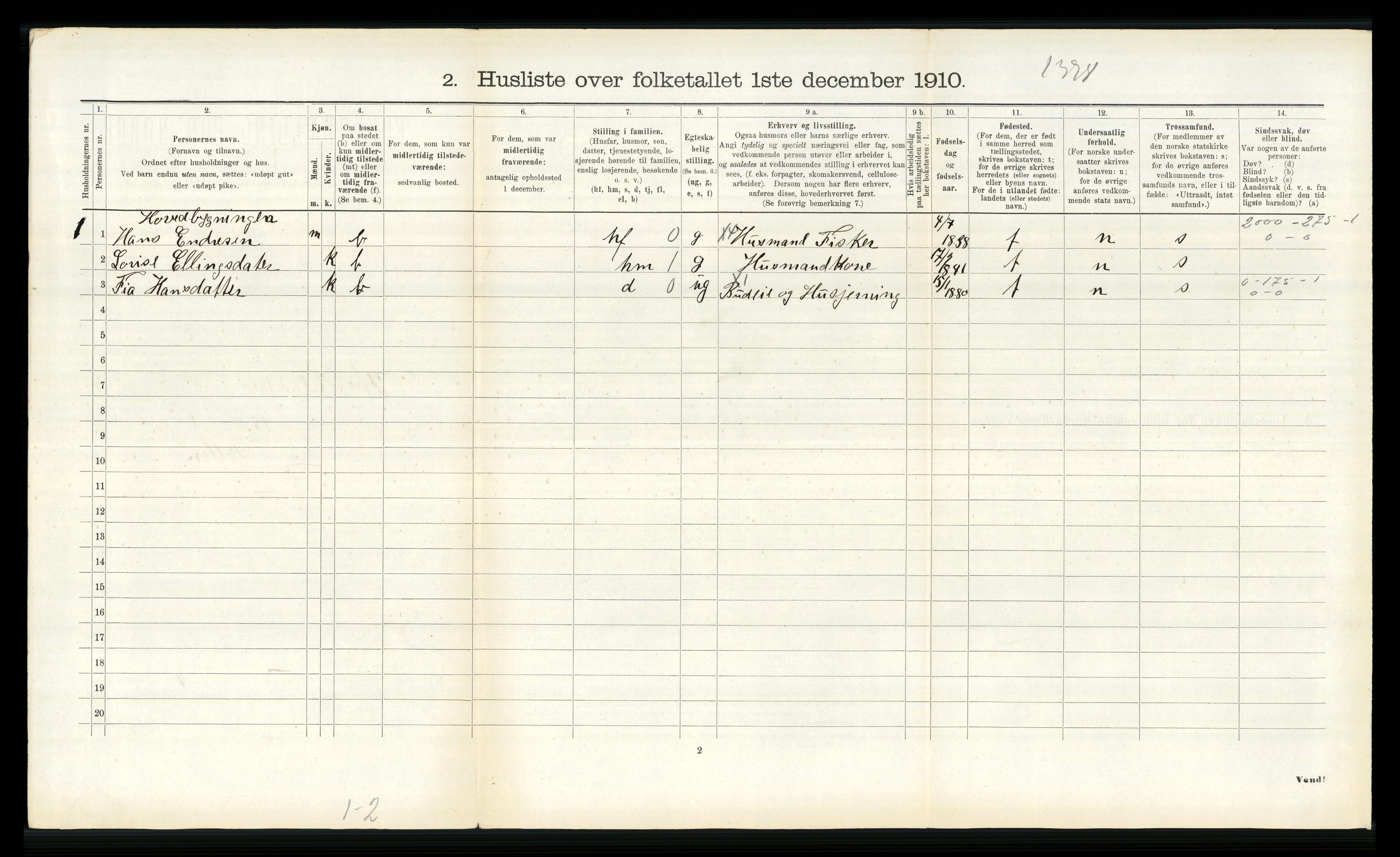 RA, 1910 census for Ytre Holmedal, 1910, p. 553