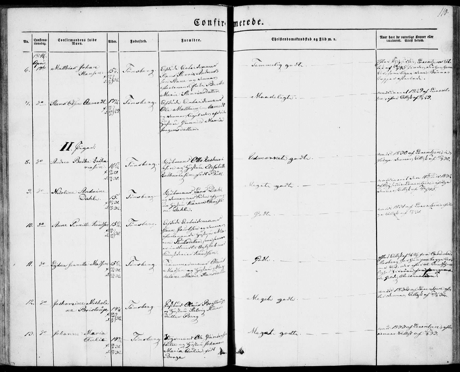 Tønsberg kirkebøker, AV/SAKO-A-330/F/Fa/L0007: Parish register (official) no. I 7, 1845-1854, p. 110