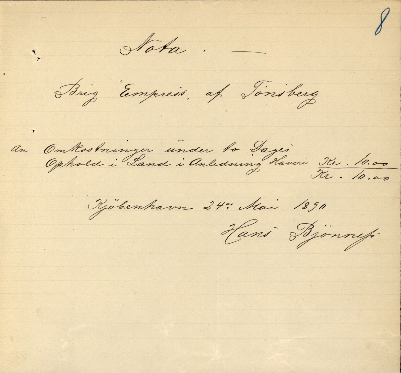 Pa 63 - Østlandske skibsassuranceforening, VEMU/A-1079/G/Ga/L0026/0001: Havaridokumenter / Ego, Dux, Eidsvold, Empress, 1890, p. 54