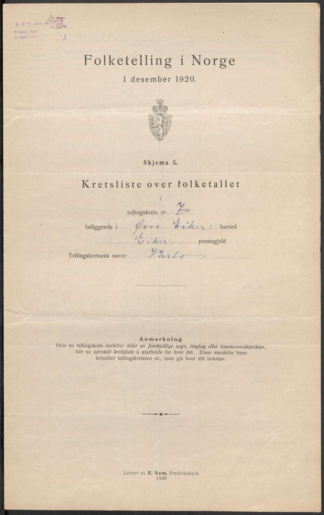 SAKO, 1920 census for Øvre Eiker, 1920, p. 37