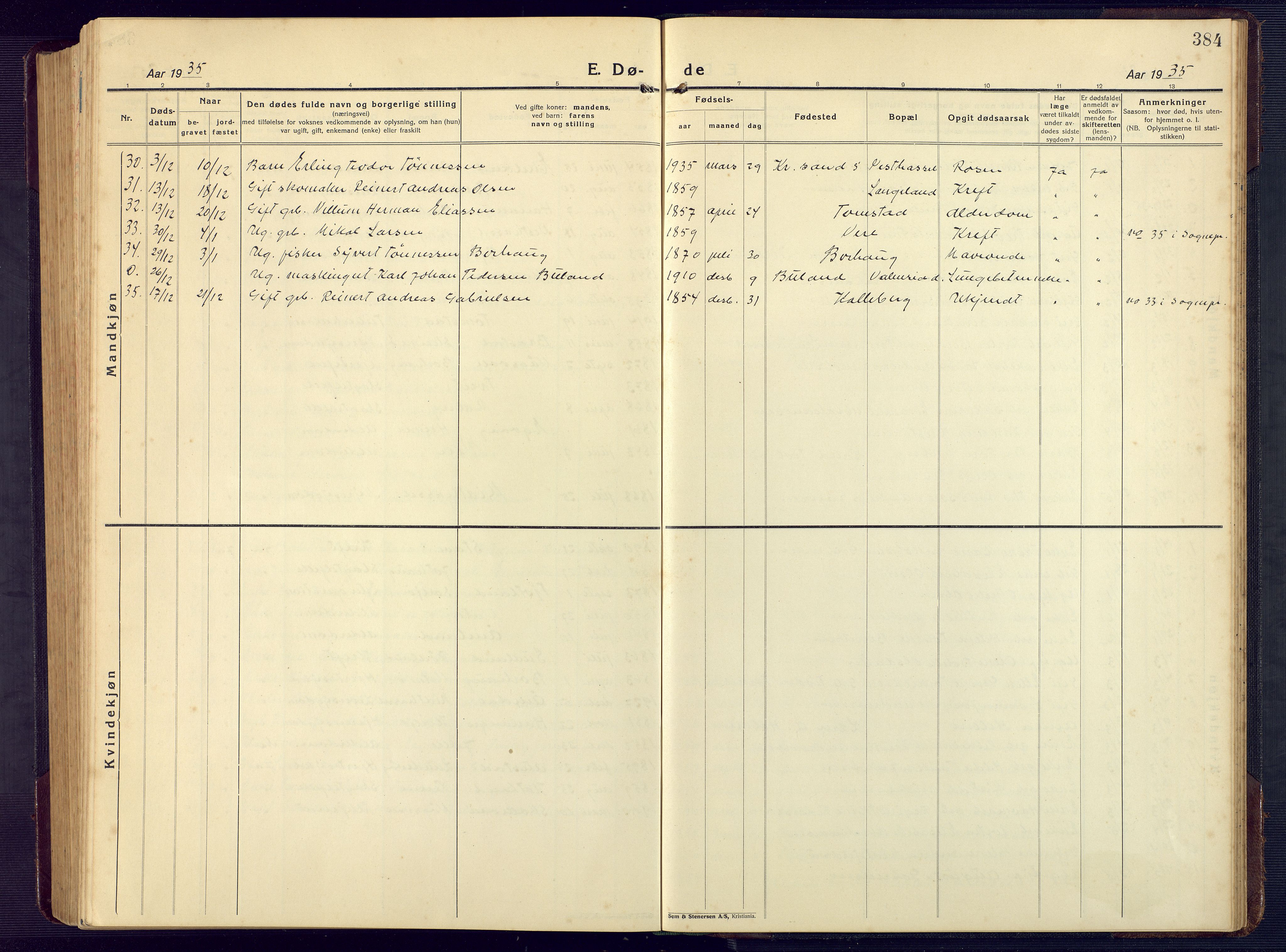 Lista sokneprestkontor, AV/SAK-1111-0027/F/Fb/L0006: Parish register (copy) no. B 6, 1924-1947, p. 384