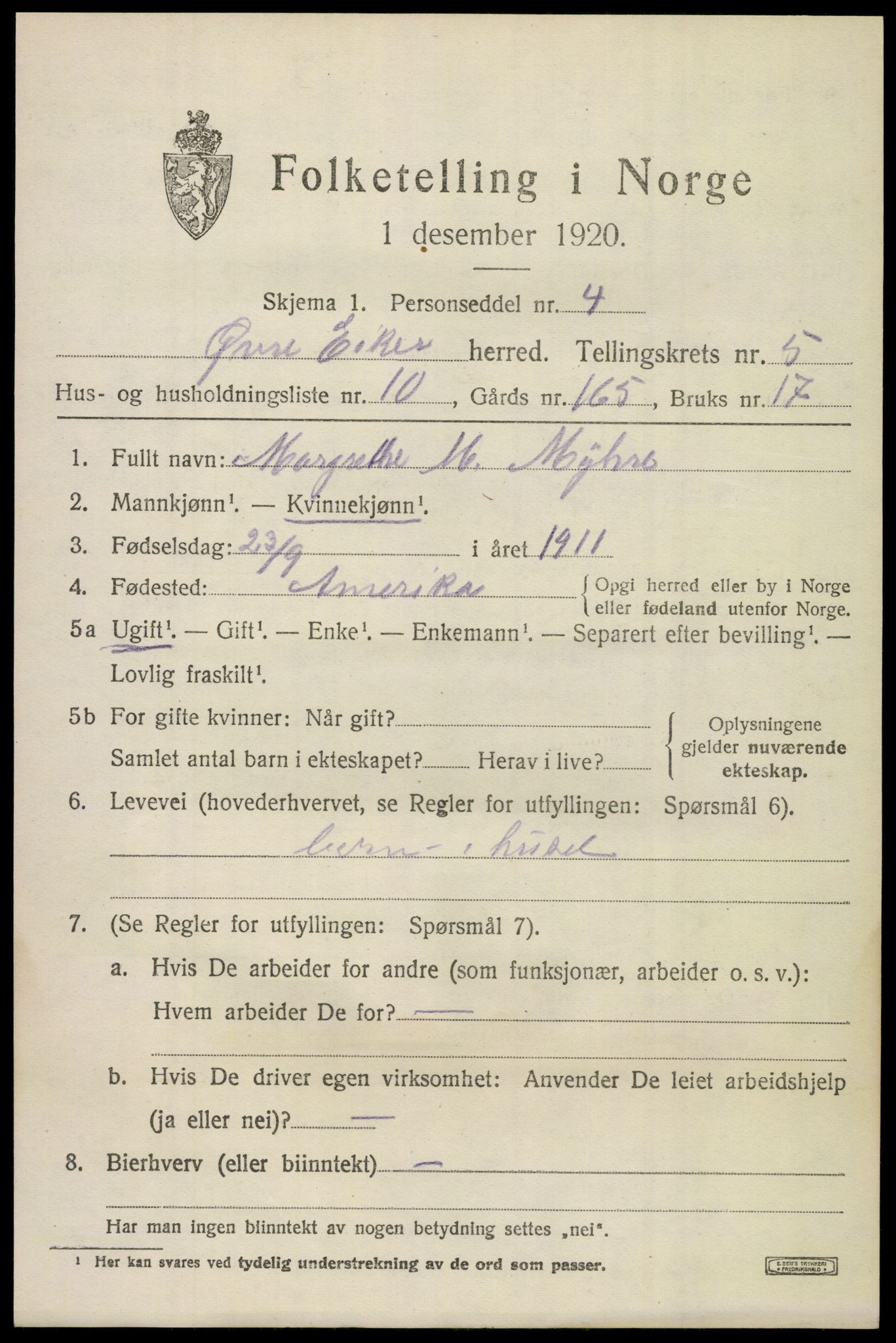 SAKO, 1920 census for Øvre Eiker, 1920, p. 12128