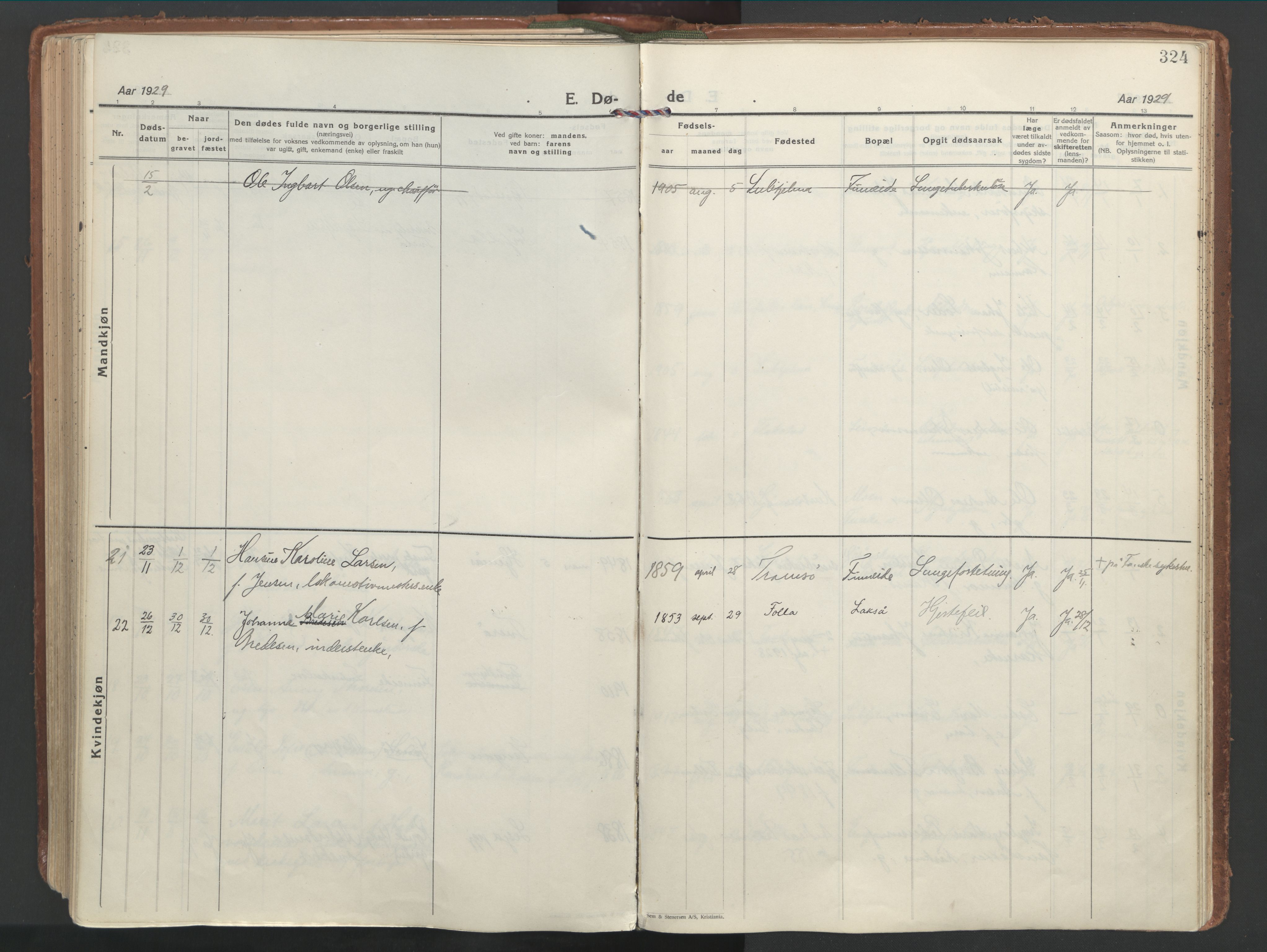 Ministerialprotokoller, klokkerbøker og fødselsregistre - Nordland, AV/SAT-A-1459/849/L0699: Parish register (official) no. 849A10, 1924-1937, p. 324