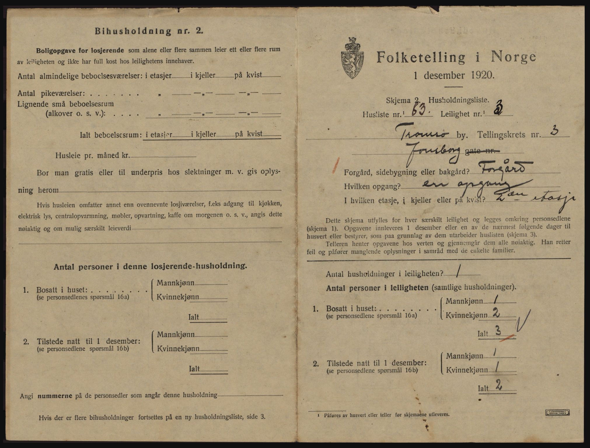 SATØ, 1920 census for Tromsø, 1920, p. 3363