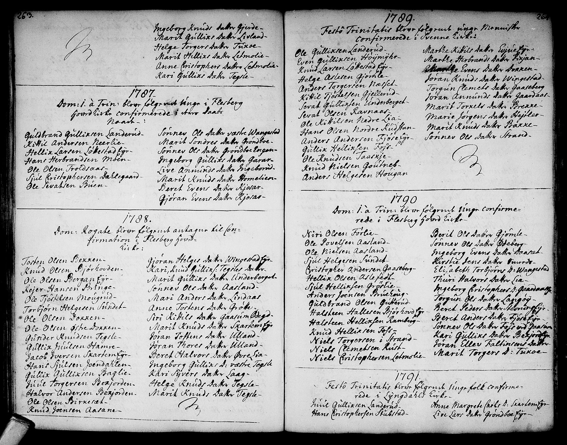 Flesberg kirkebøker, SAKO/A-18/F/Fa/L0003: Parish register (official) no. I 3, 1748-1790, p. 263-264