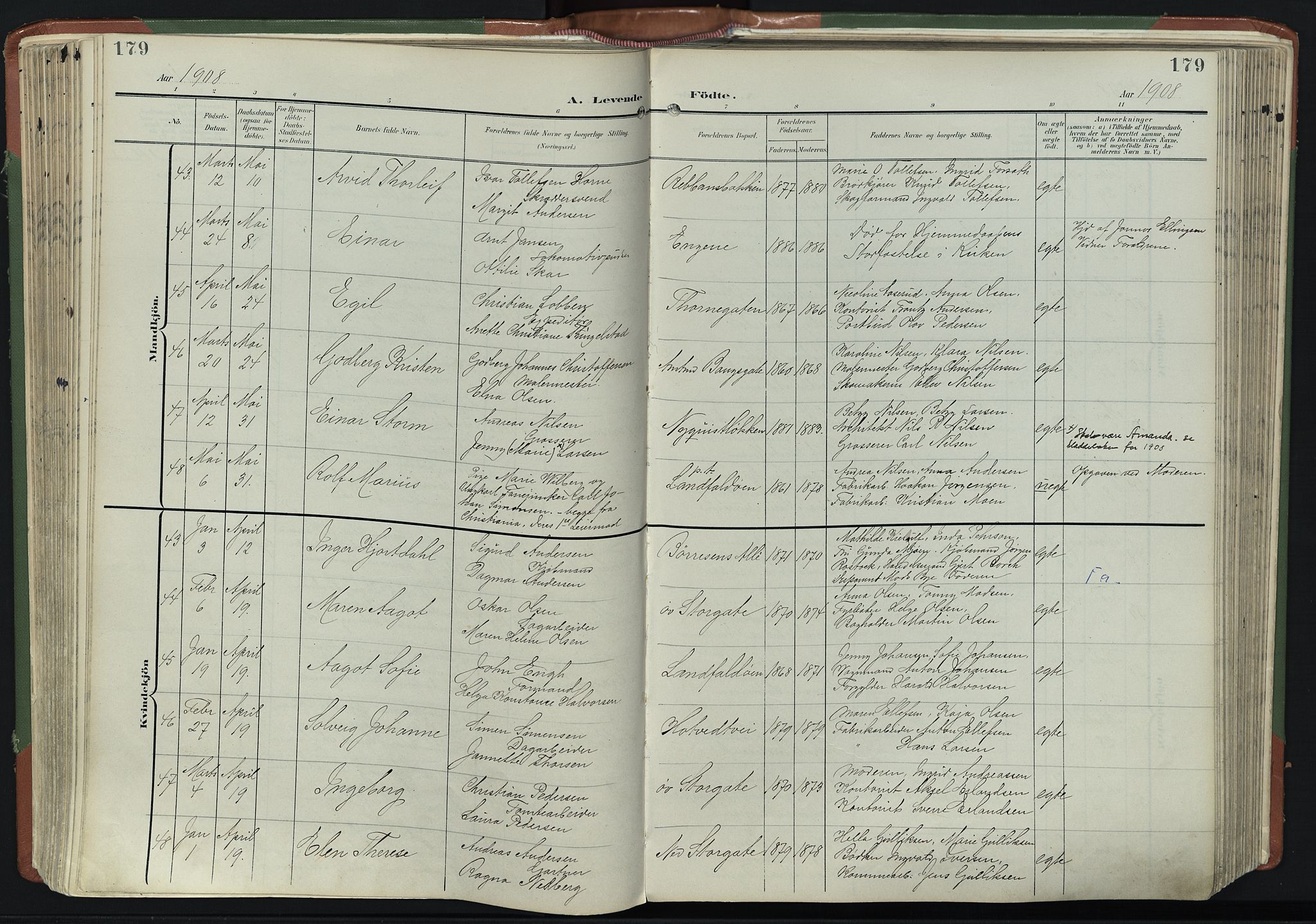 Bragernes kirkebøker, SAKO/A-6/F/Fb/L0009: Parish register (official) no. II 9, 1902-1911, p. 179