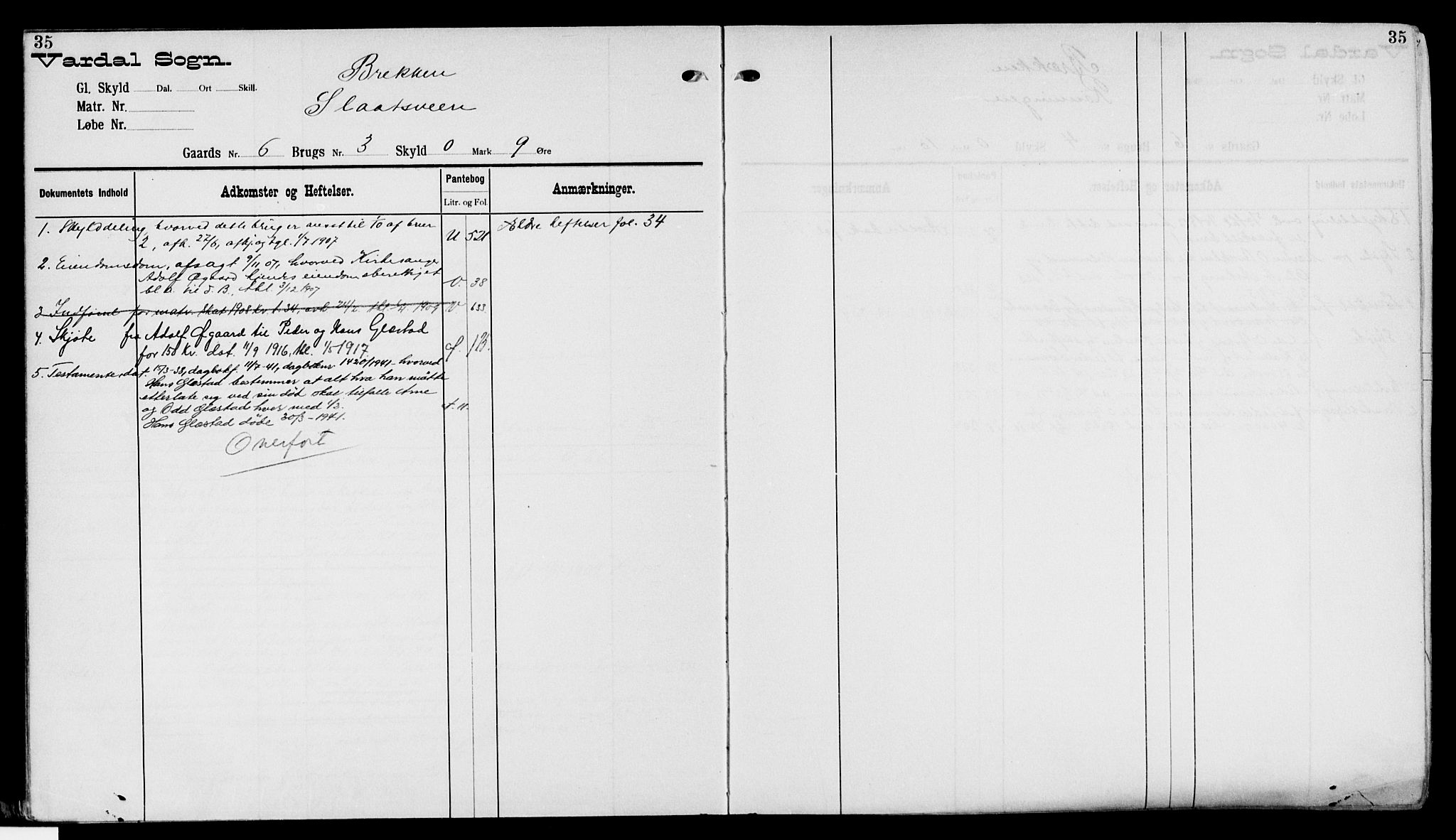 Toten tingrett, SAH/TING-006/H/Ha/Haa/L0021: Mortgage register no. 21, 1901, p. 35