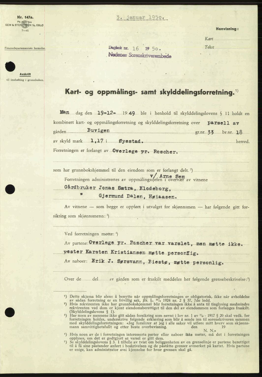 Nedenes sorenskriveri, AV/SAK-1221-0006/G/Gb/Gba/L0062: Mortgage book no. A14, 1949-1950, Diary no: : 16/1950