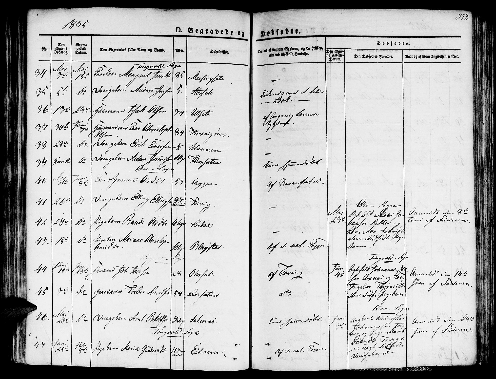 Ministerialprotokoller, klokkerbøker og fødselsregistre - Møre og Romsdal, AV/SAT-A-1454/586/L0983: Parish register (official) no. 586A09, 1829-1843, p. 352