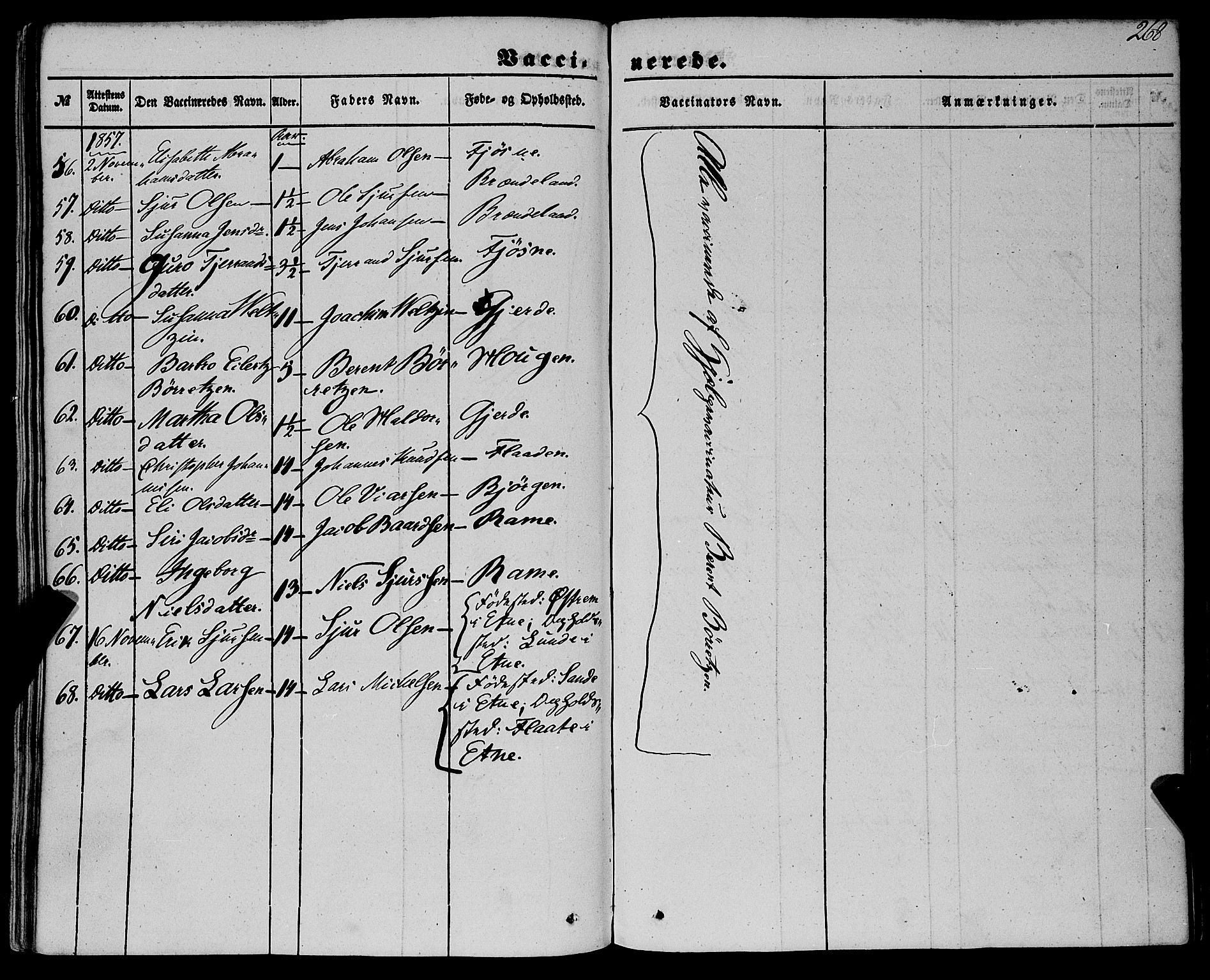 Etne sokneprestembete, AV/SAB-A-75001/H/Haa: Parish register (official) no. A 8, 1848-1862, p. 268