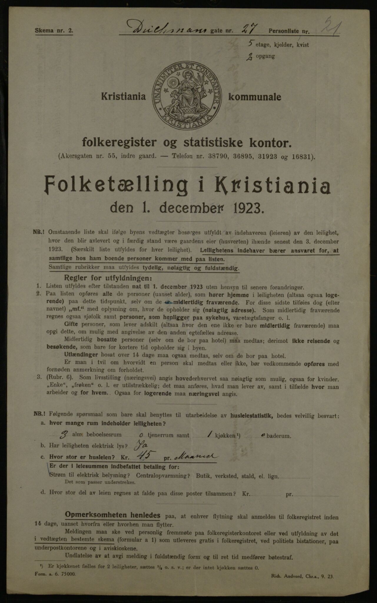 OBA, Municipal Census 1923 for Kristiania, 1923, p. 17625