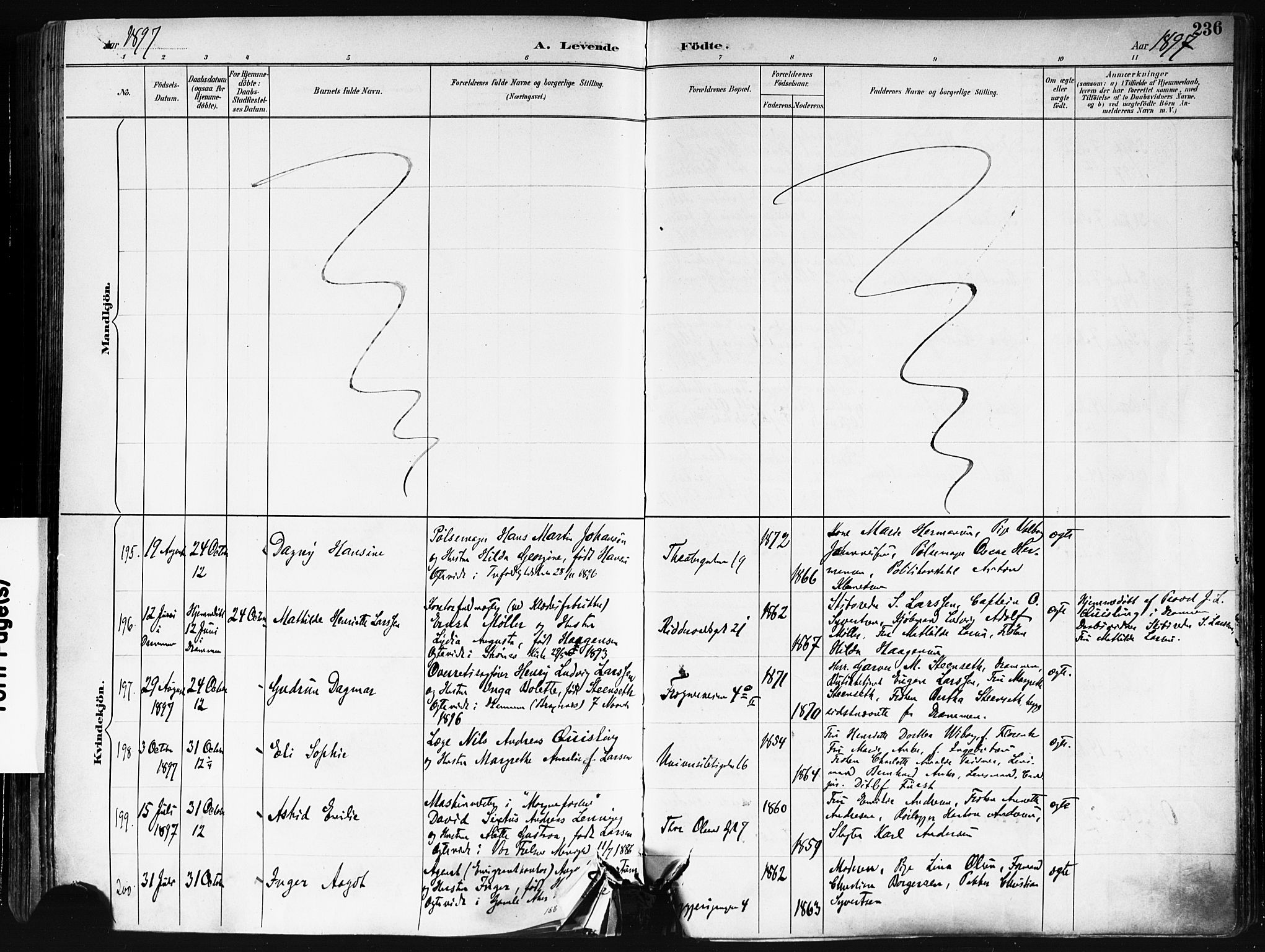 Trefoldighet prestekontor Kirkebøker, AV/SAO-A-10882/F/Fa/L0006: Parish register (official) no. I 6, 1891-1899, p. 236