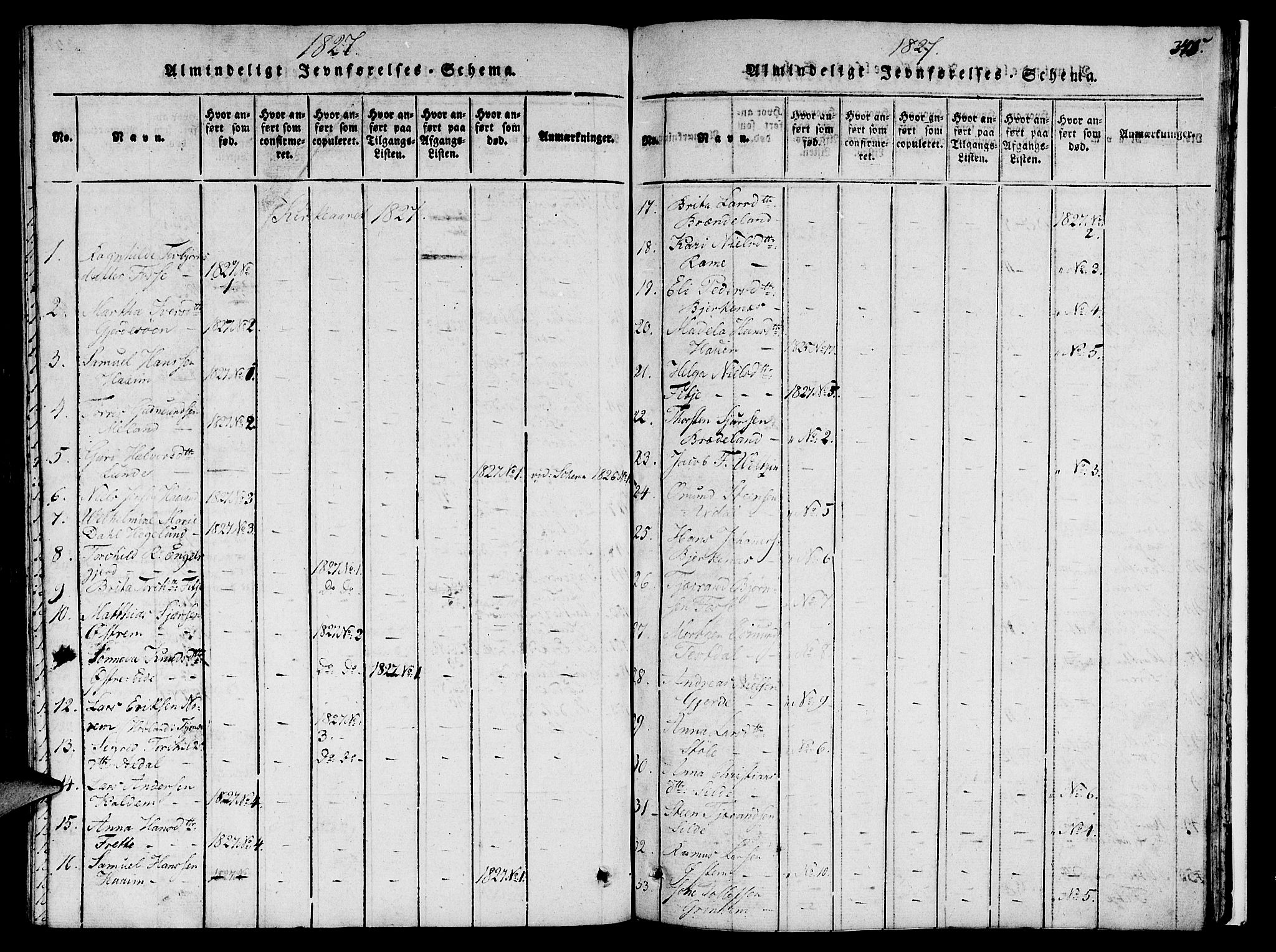 Etne sokneprestembete, SAB/A-75001/H/Haa: Parish register (official) no. A 6, 1815-1831, p. 345
