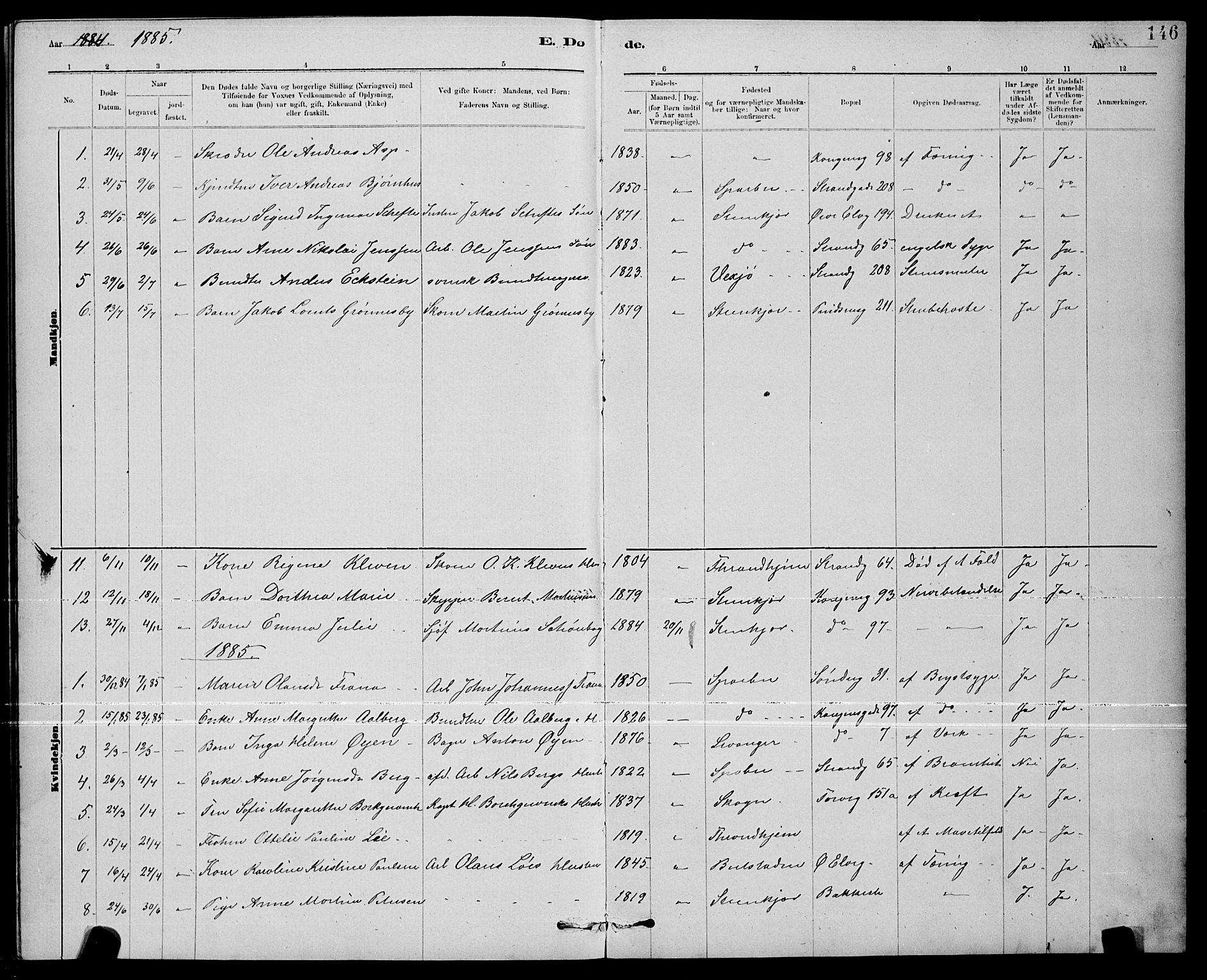 Ministerialprotokoller, klokkerbøker og fødselsregistre - Nord-Trøndelag, SAT/A-1458/739/L0374: Parish register (copy) no. 739C02, 1883-1898, p. 146