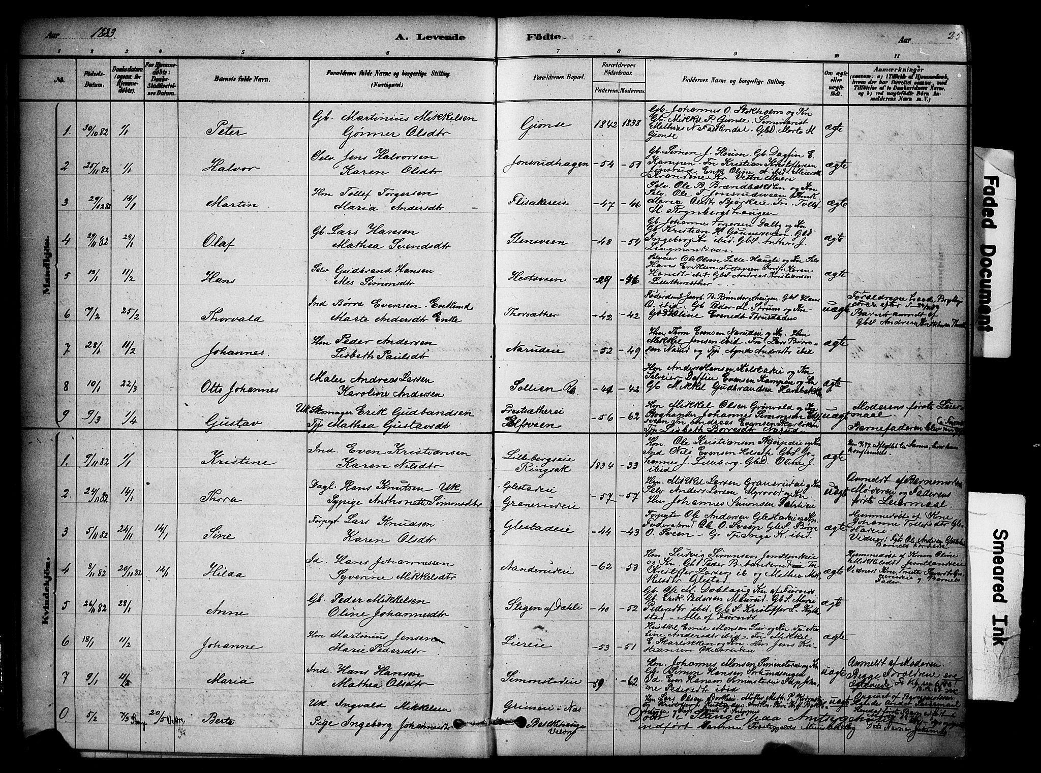 Ringsaker prestekontor, AV/SAH-PREST-014/K/Ka/L0014: Parish register (official) no. 14, 1879-1890, p. 25