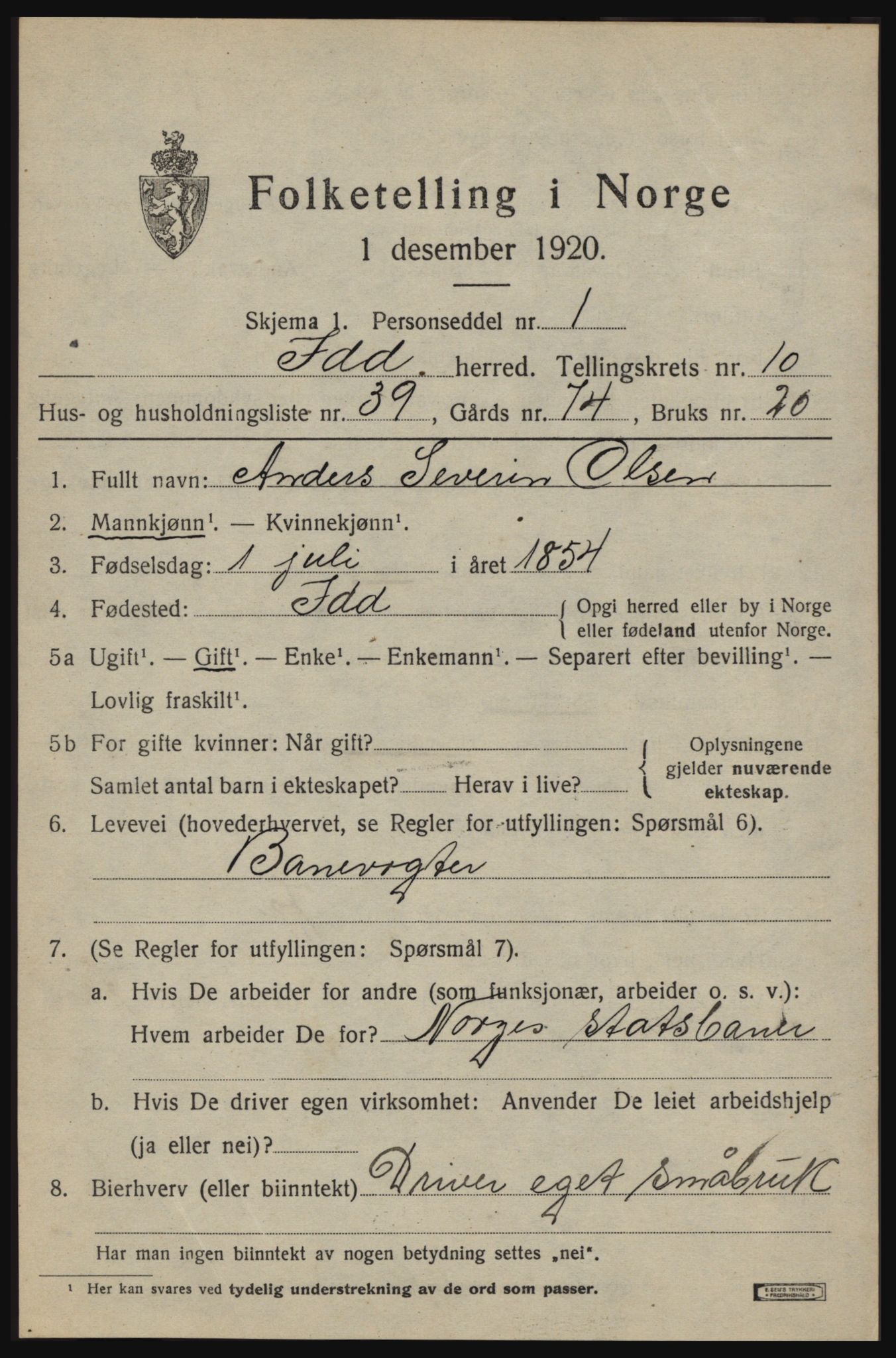 SAO, 1920 census for Idd, 1920, p. 10913