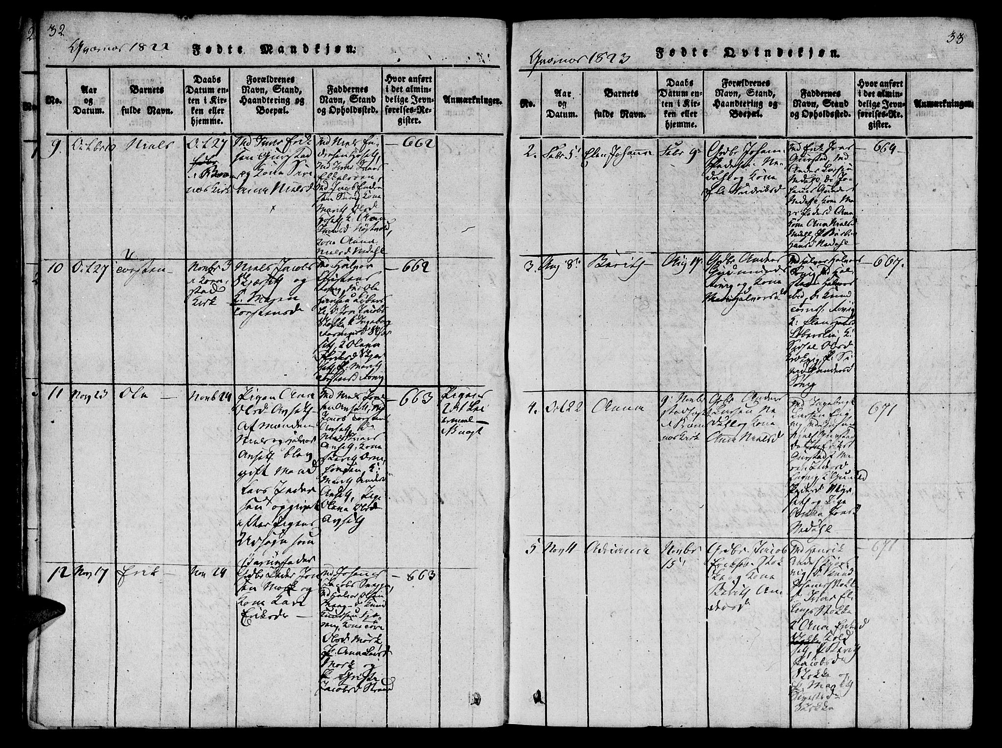 Ministerialprotokoller, klokkerbøker og fødselsregistre - Møre og Romsdal, AV/SAT-A-1454/568/L0800: Parish register (official) no. 568A09 /1, 1819-1830, p. 32-33