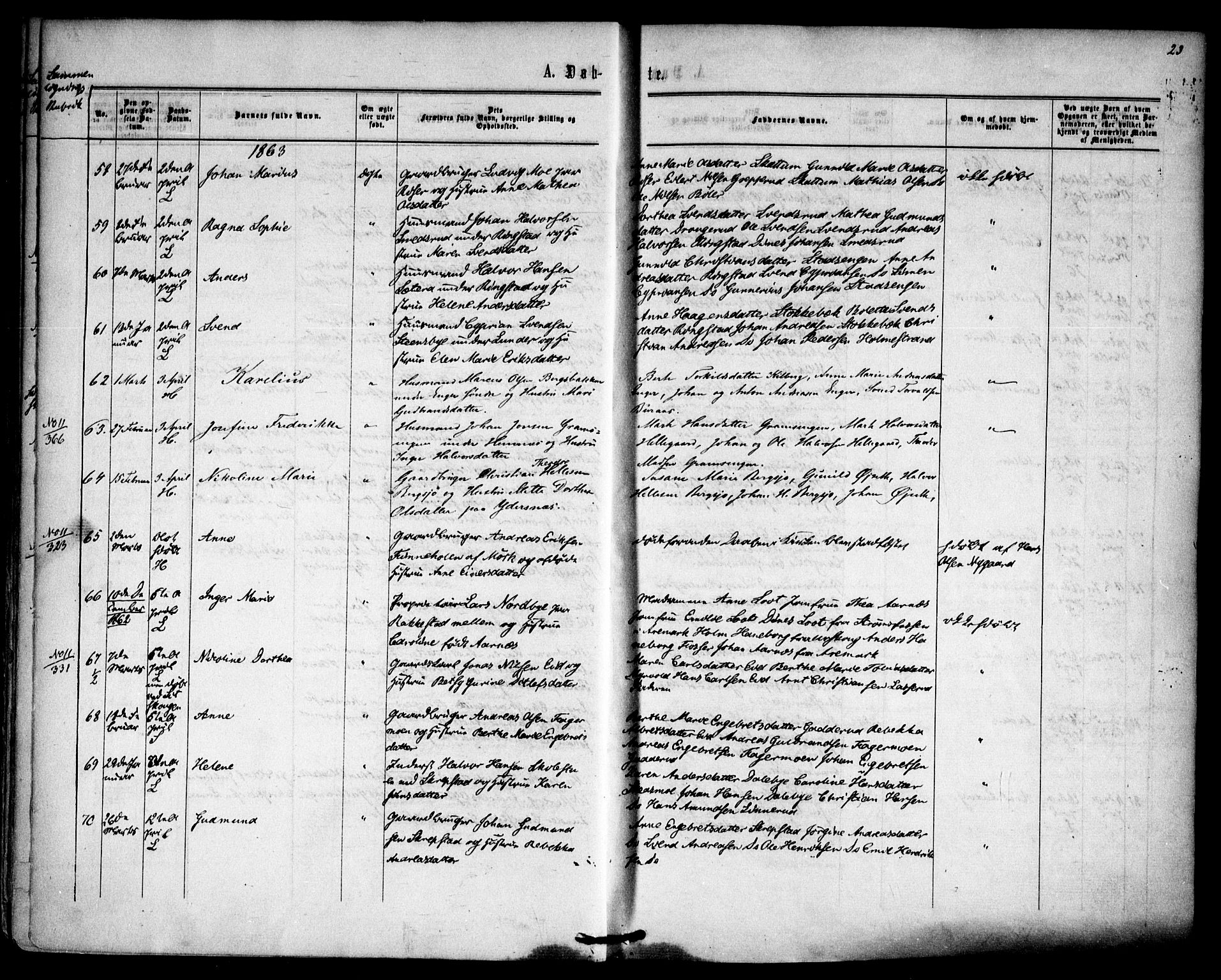 Høland prestekontor Kirkebøker, AV/SAO-A-10346a/F/Fa/L0011: Parish register (official) no. I 11, 1862-1869, p. 23