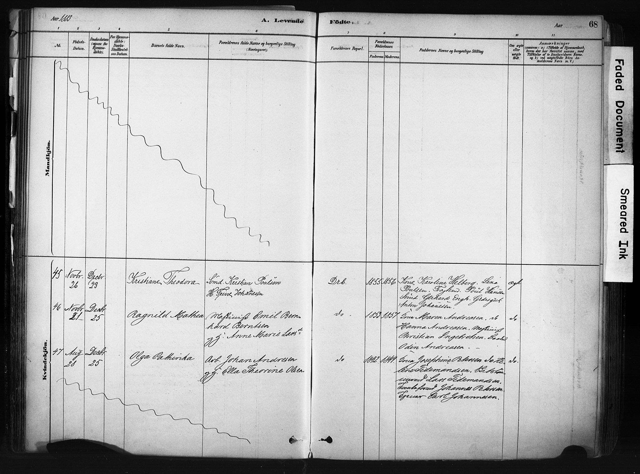 Drøbak prestekontor Kirkebøker, AV/SAO-A-10142a/F/Fb/L0001: Parish register (official) no. II 1, 1878-1891, p. 68