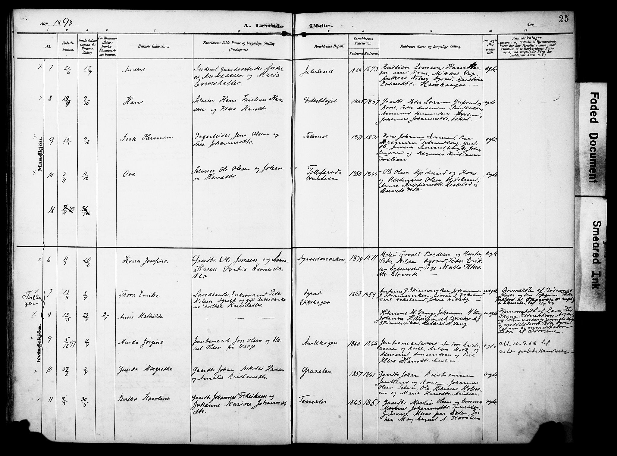 Vestre Toten prestekontor, AV/SAH-PREST-108/H/Ha/Haa/L0012: Parish register (official) no. 12, 1890-1906, p. 25