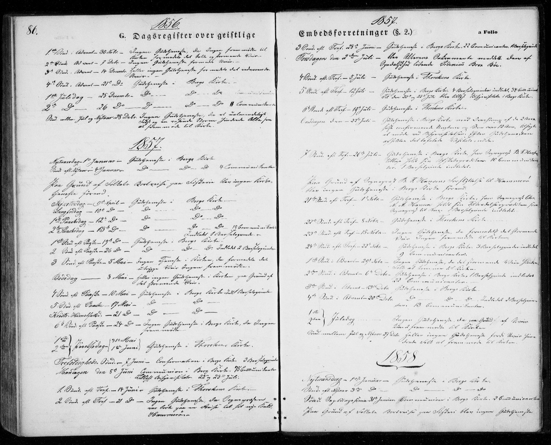 Berg sokneprestkontor, SATØ/S-1318/G/Ga/Gab/L0002klokker: Parish register (copy) no. 2, 1851-1874, p. 86