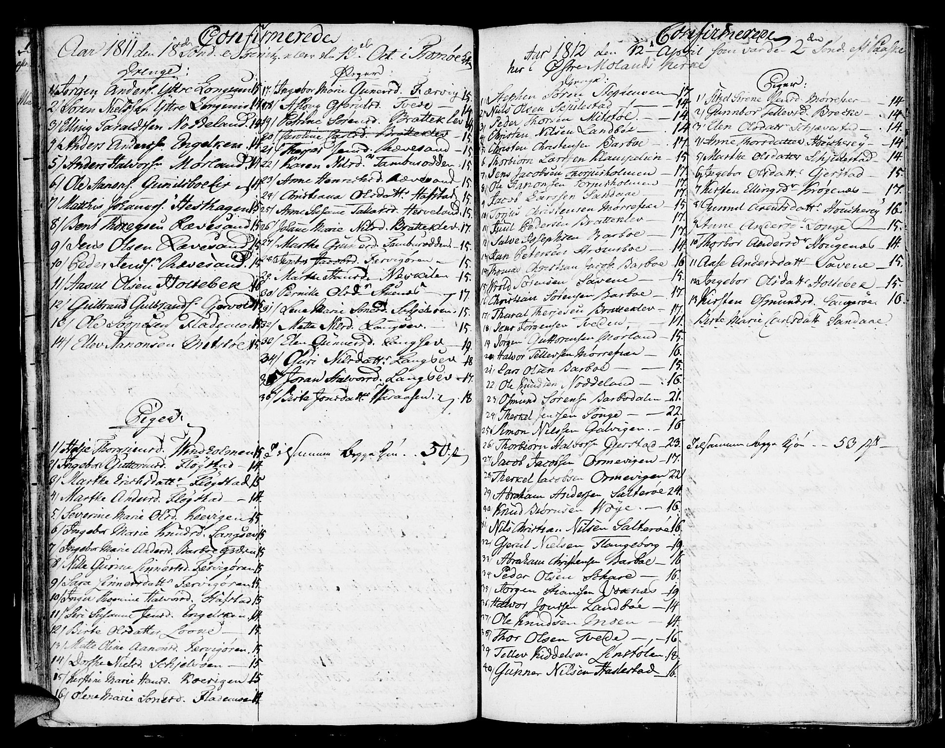 Austre Moland sokneprestkontor, SAK/1111-0001/F/Fa/Faa/L0003: Parish register (official) no. A 3, 1808-1815, p. 34