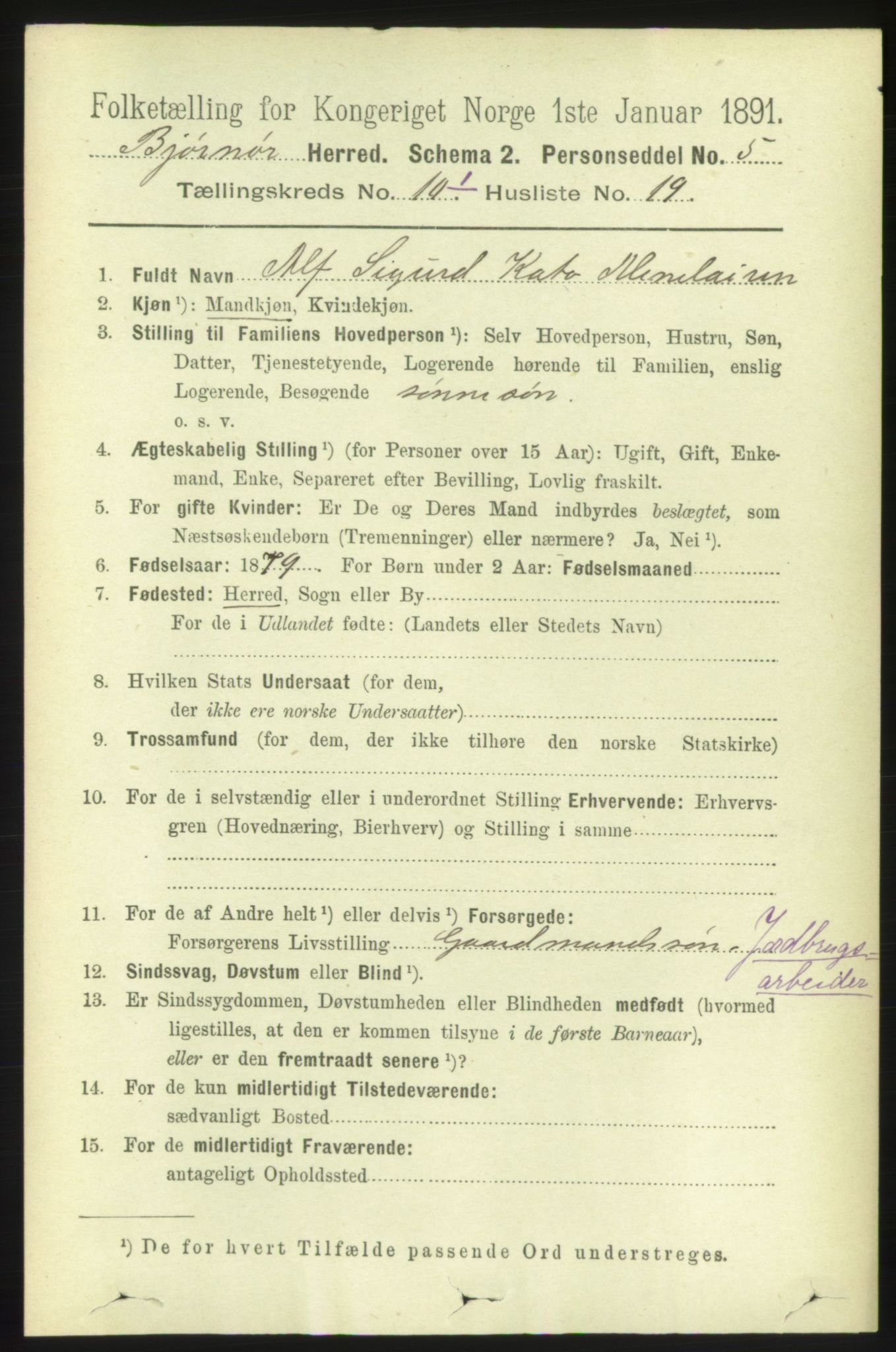 RA, 1891 census for 1632 Bjørnør, 1891, p. 4259