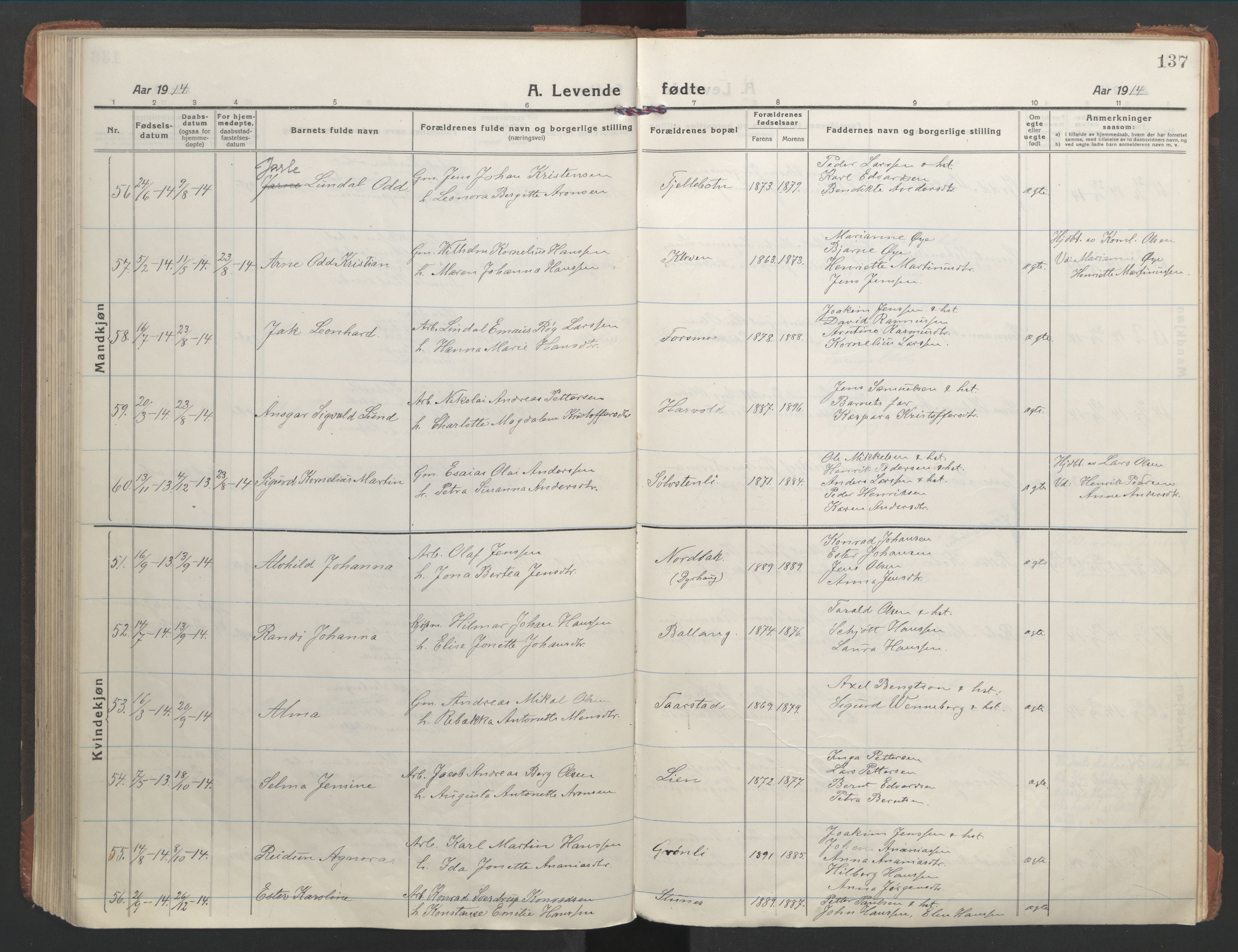 Ministerialprotokoller, klokkerbøker og fødselsregistre - Nordland, SAT/A-1459/863/L0900: Parish register (official) no. 863A12, 1906-1915, p. 137