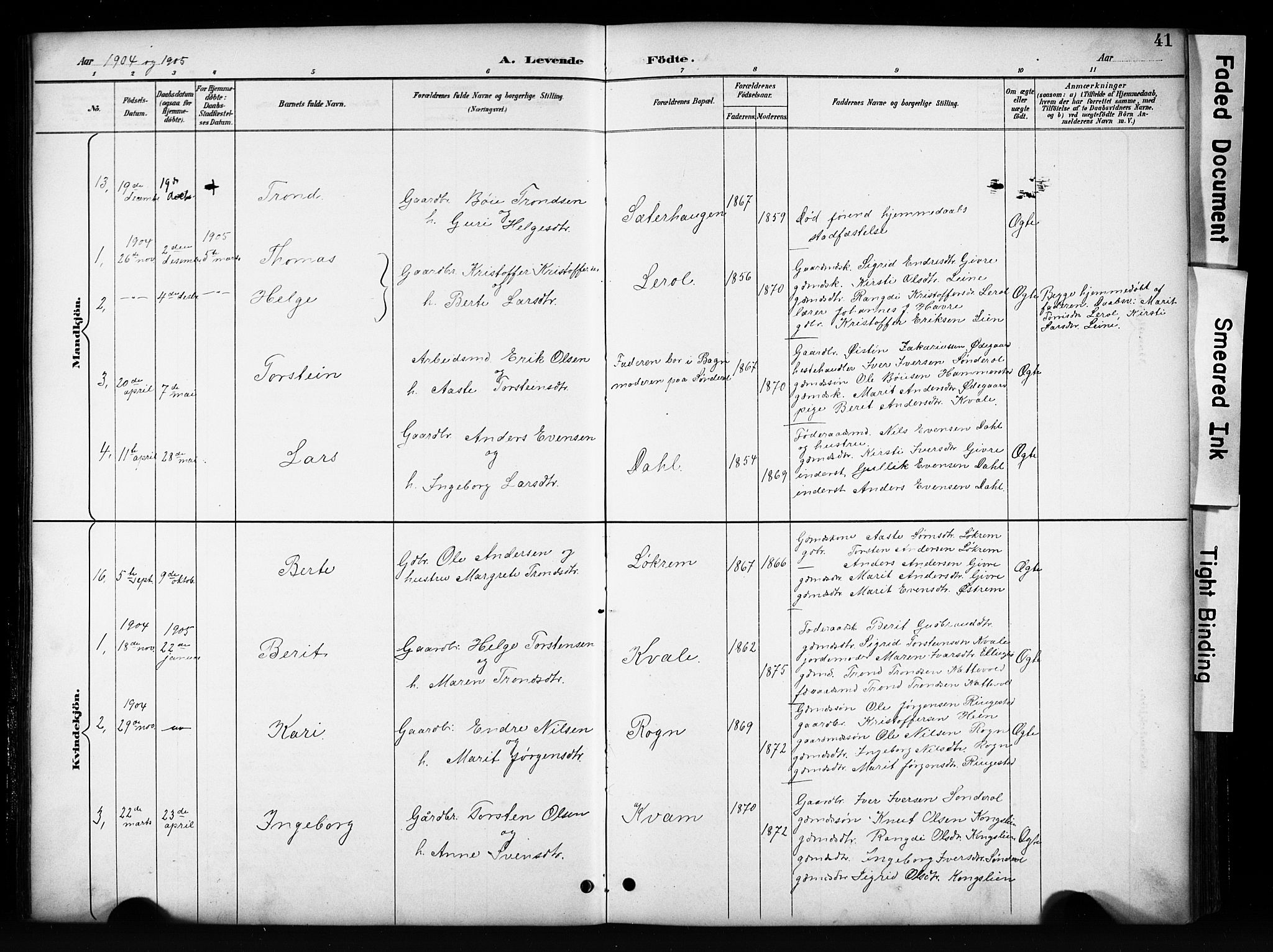 Vang prestekontor, Valdres, SAH/PREST-140/H/Hb/L0006: Parish register (copy) no. 6, 1893-1918, p. 41