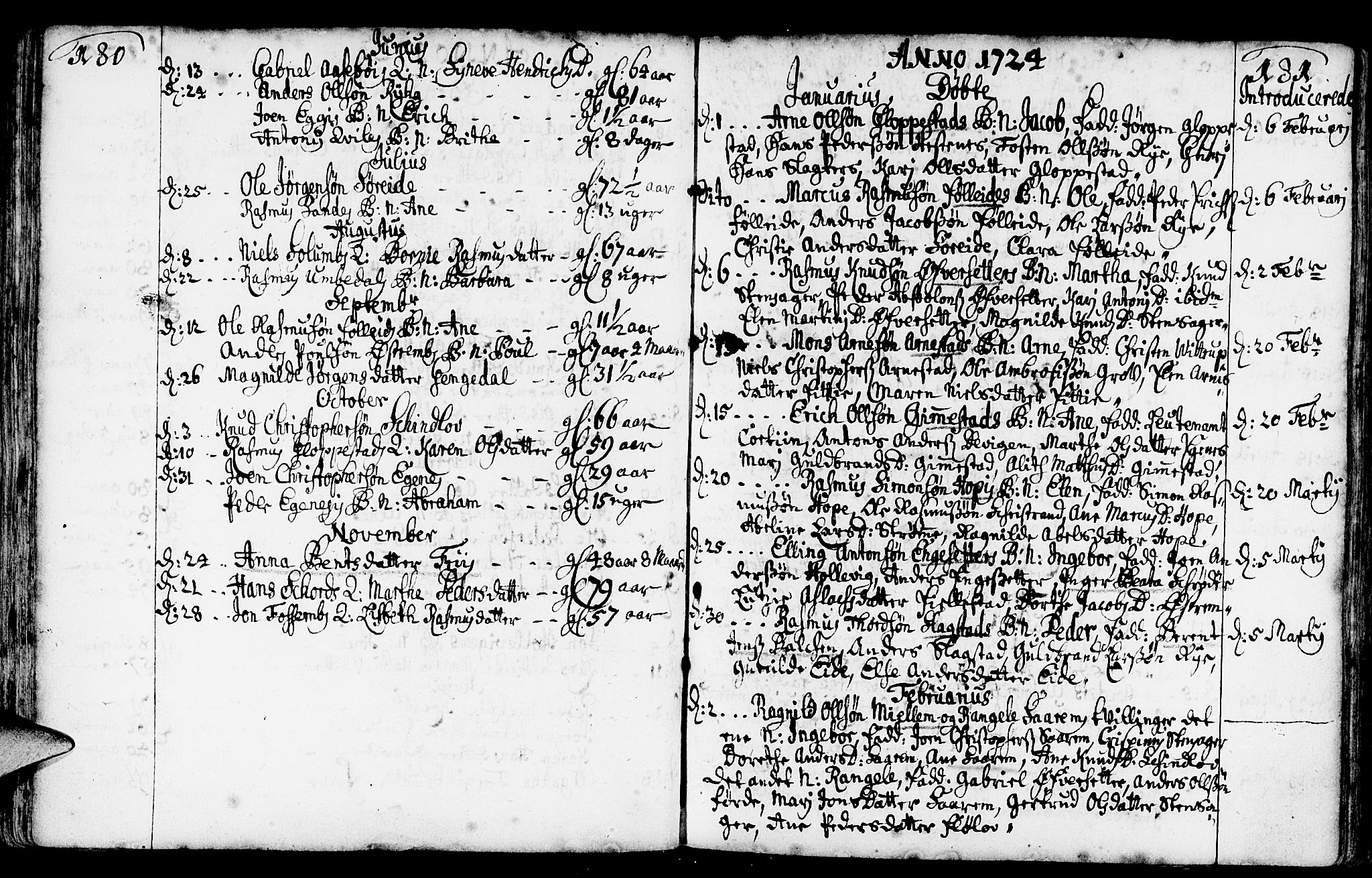 Gloppen sokneprestembete, AV/SAB-A-80101/H/Haa/Haaa/L0002: Parish register (official) no. A 2, 1712-1735, p. 180-181