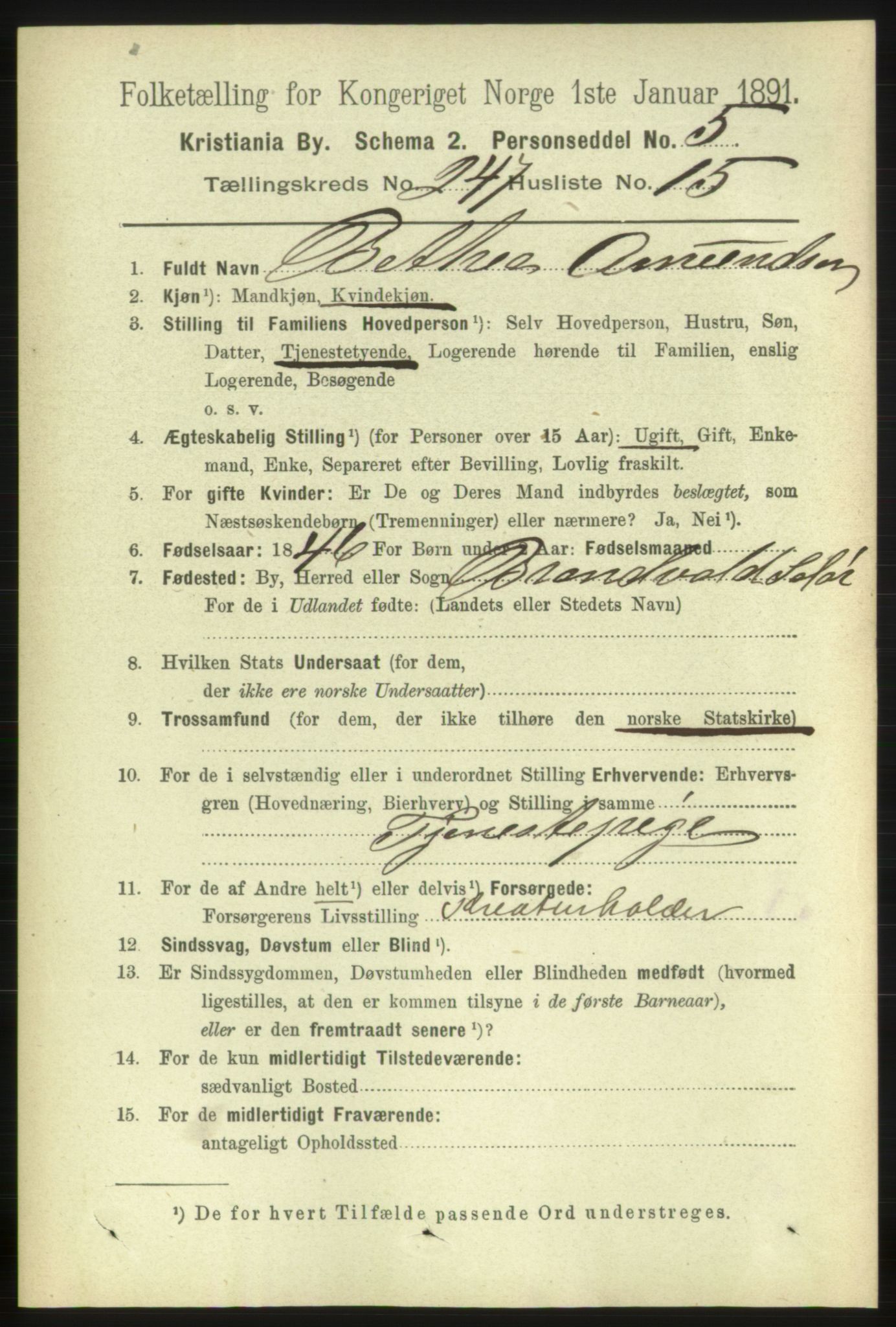 RA, 1891 census for 0301 Kristiania, 1891, p. 150743