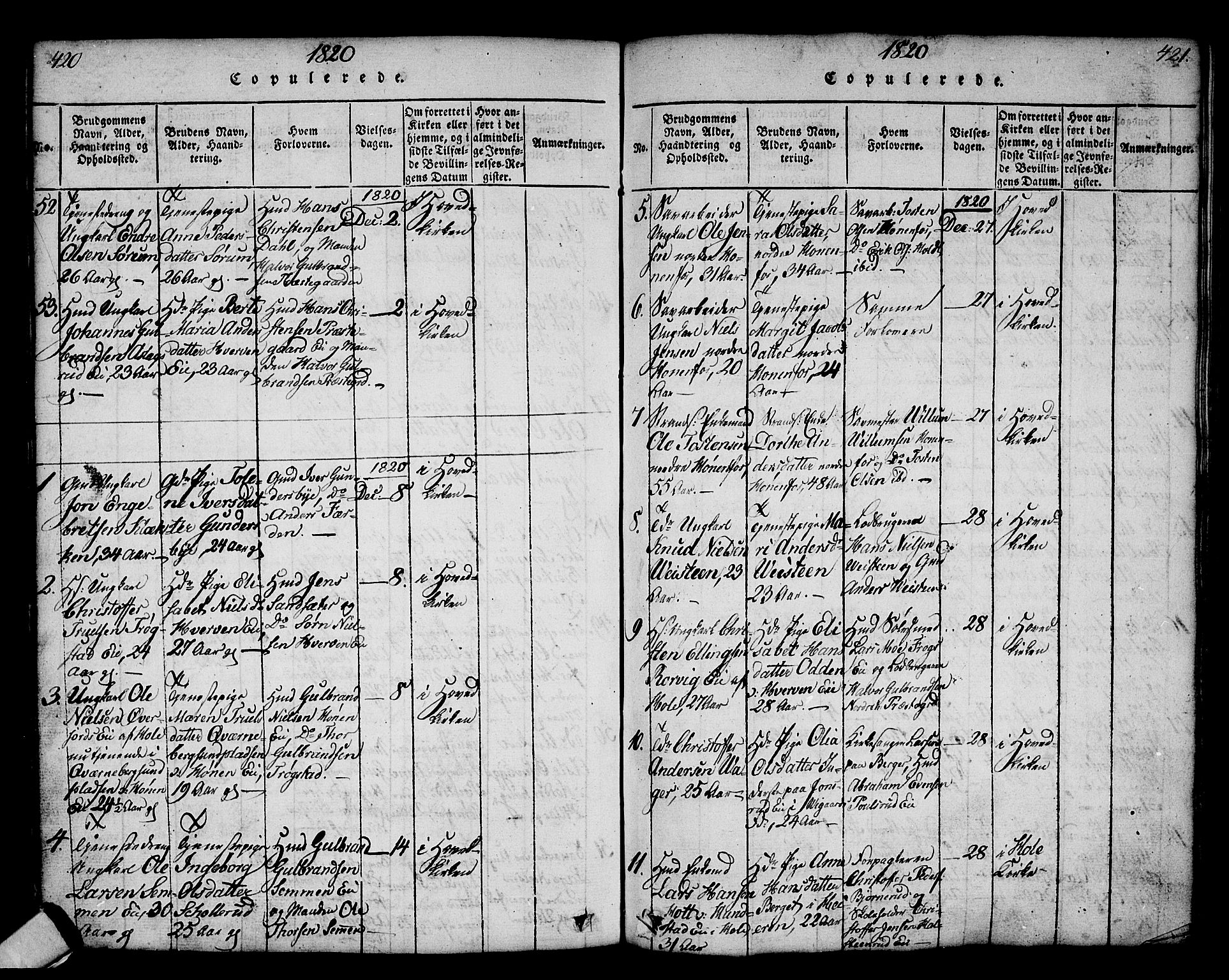 Norderhov kirkebøker, SAKO/A-237/G/Ga/L0002: Parish register (copy) no. I 2, 1814-1867, p. 420-421