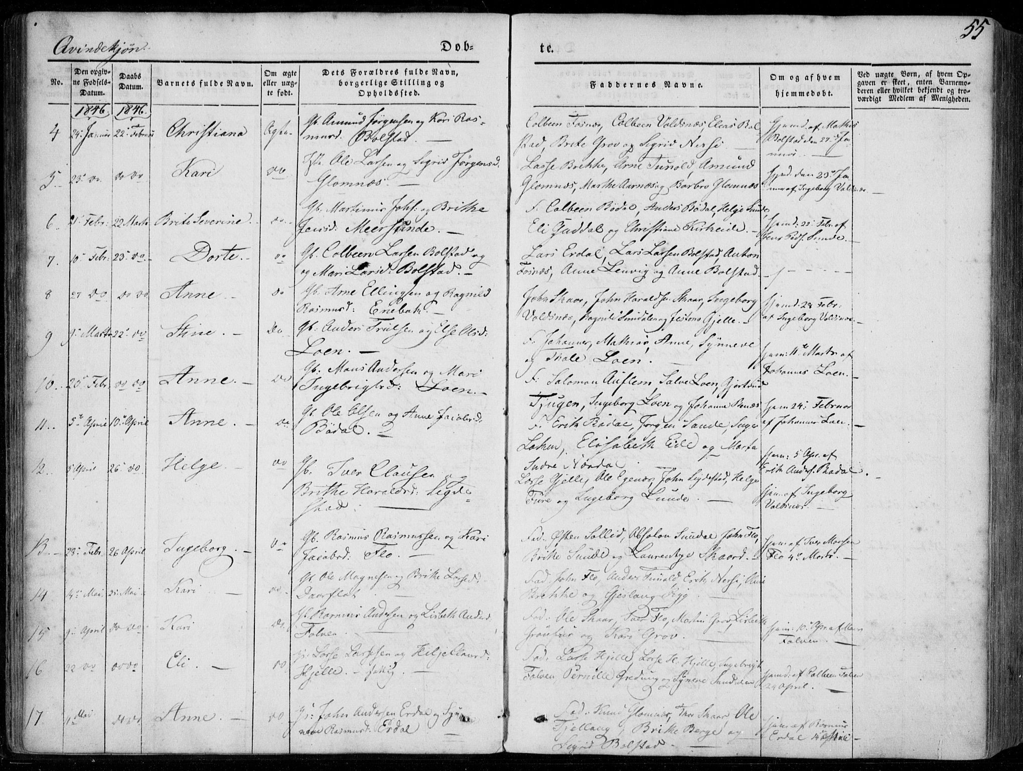 Stryn Sokneprestembete, AV/SAB-A-82501: Parish register (official) no. A 2, 1844-1861, p. 55