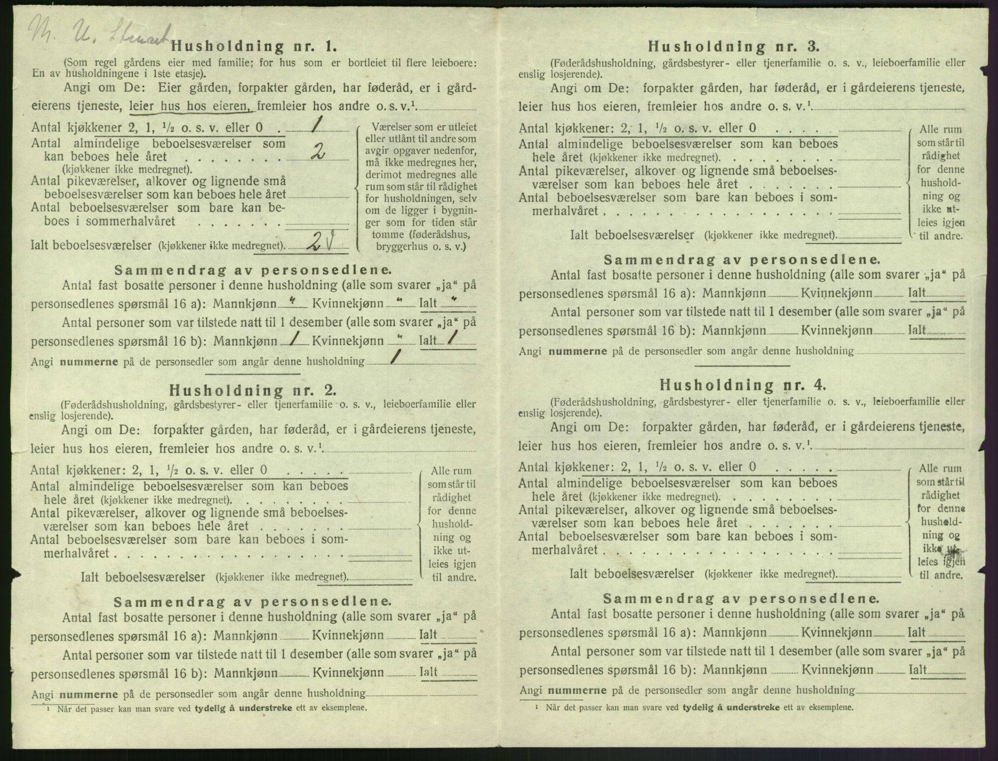 SAK, 1920 census for Bjelland, 1920, p. 48