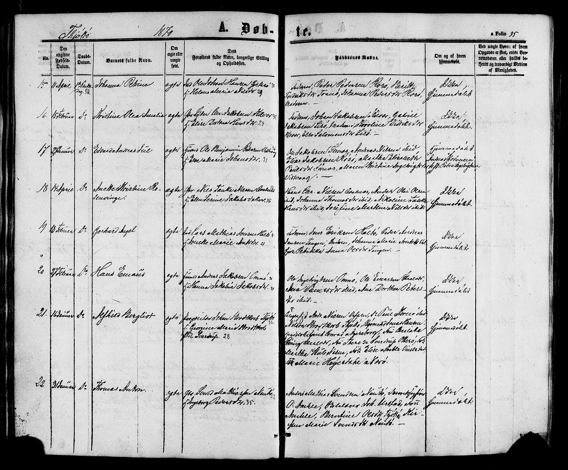 Ministerialprotokoller, klokkerbøker og fødselsregistre - Nordland, AV/SAT-A-1459/817/L0262: Parish register (official) no. 817A03/ 1, 1862-1877, p. 35