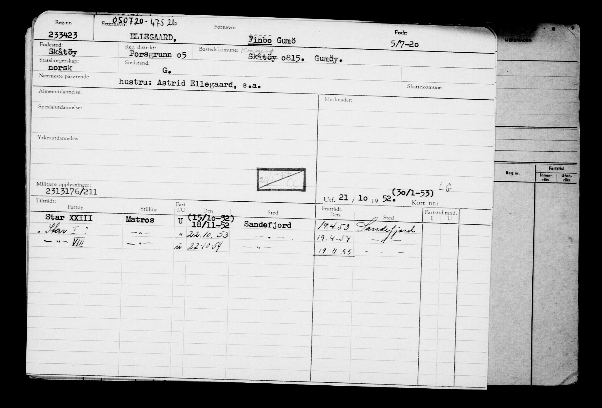 Direktoratet for sjømenn, AV/RA-S-3545/G/Gb/L0183: Hovedkort, 1920, p. 101