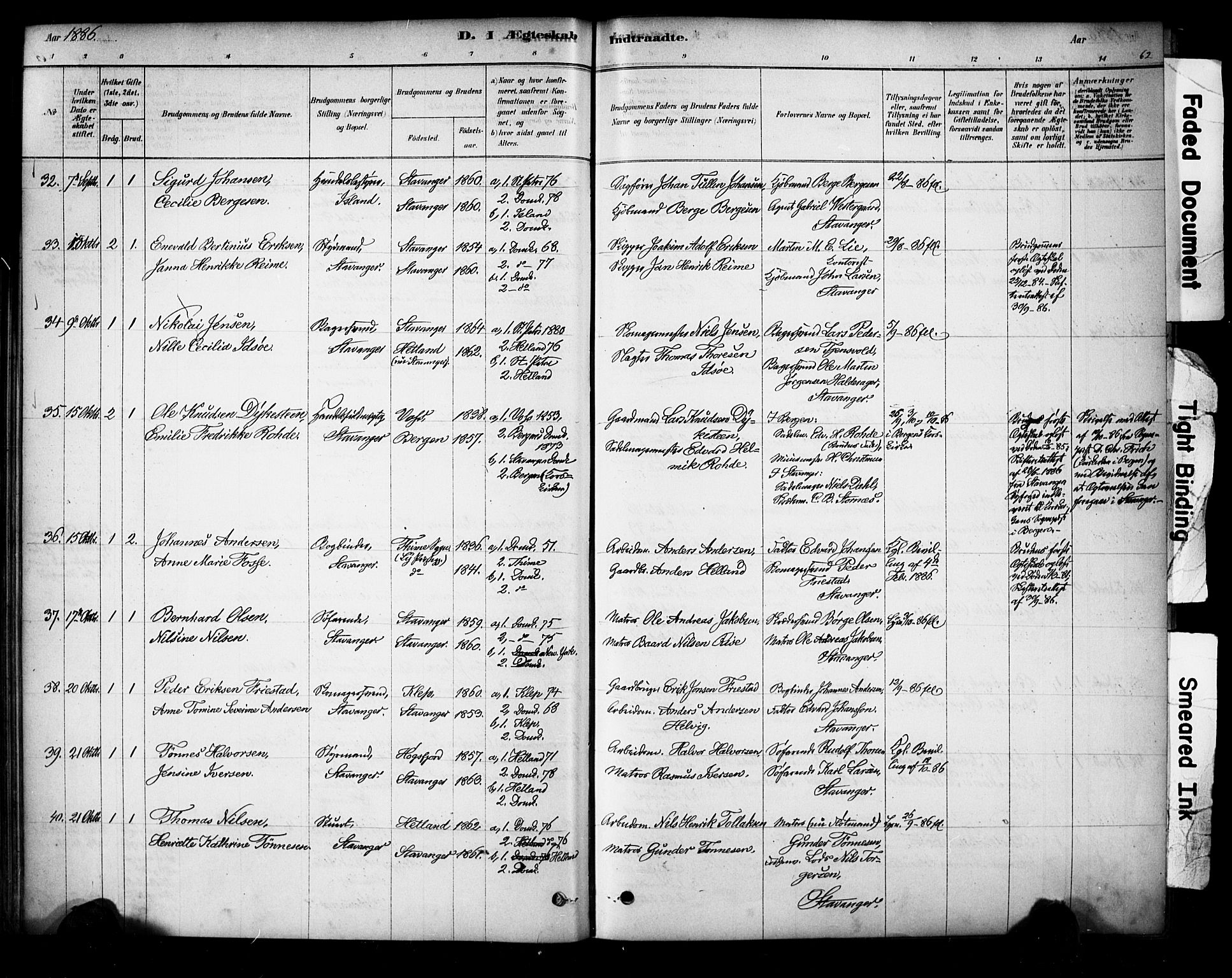 Domkirken sokneprestkontor, AV/SAST-A-101812/001/30/30BA/L0029: Parish register (official) no. A 28, 1878-1904, p. 62