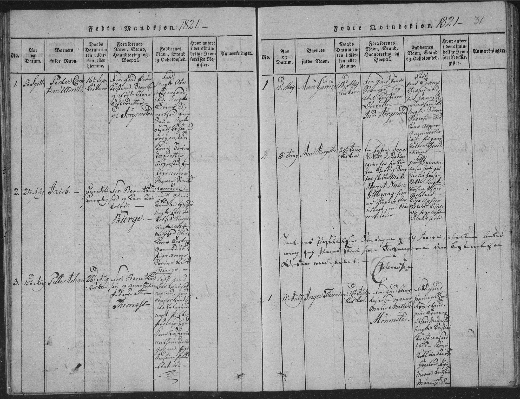 Sør-Audnedal sokneprestkontor, AV/SAK-1111-0039/F/Fb/Fba/L0001: Parish register (copy) no. B 1, 1815-1850, p. 31