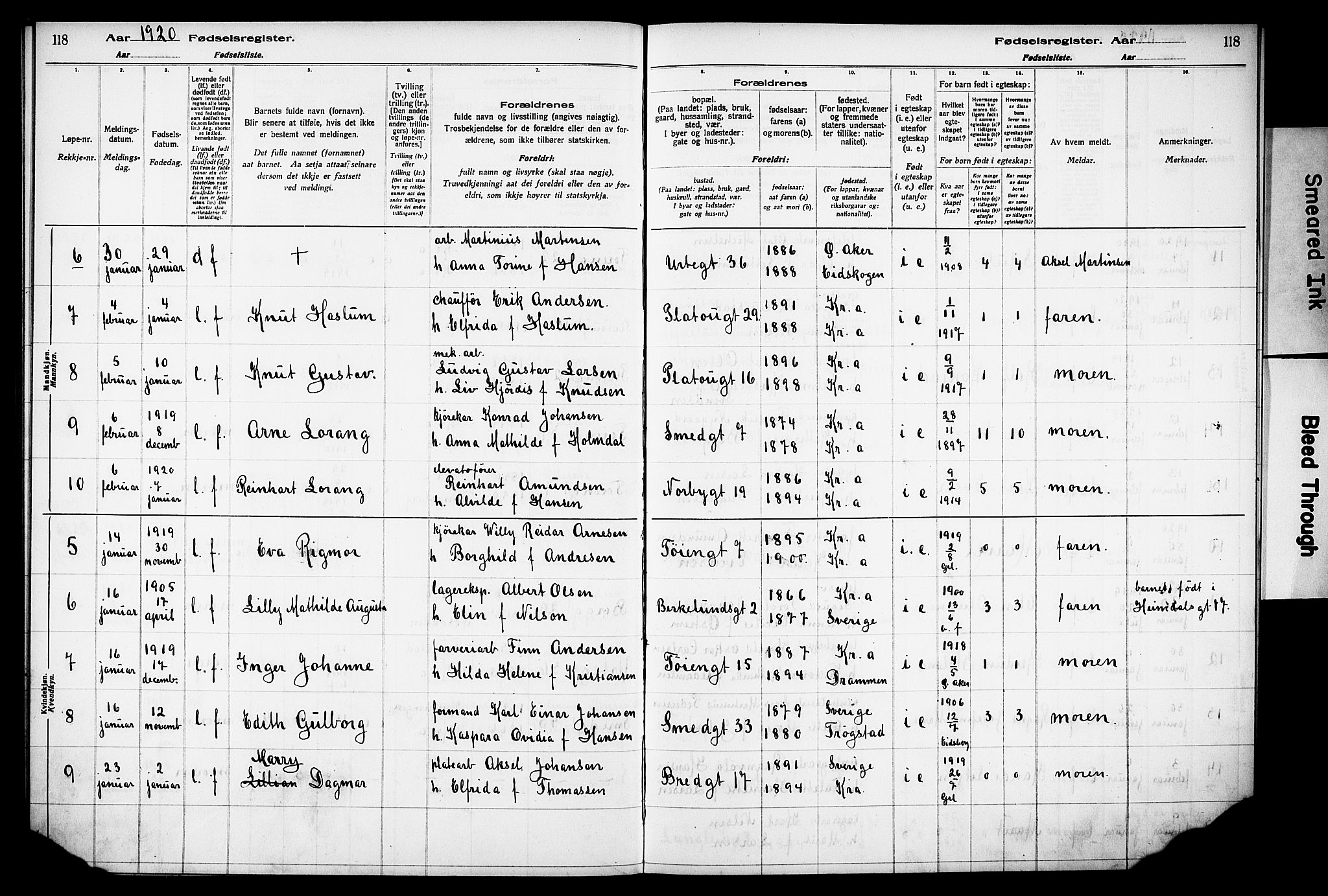 Grønland prestekontor Kirkebøker, AV/SAO-A-10848/J/Ja/L0001: Birth register no. 1, 1916-1922, p. 118