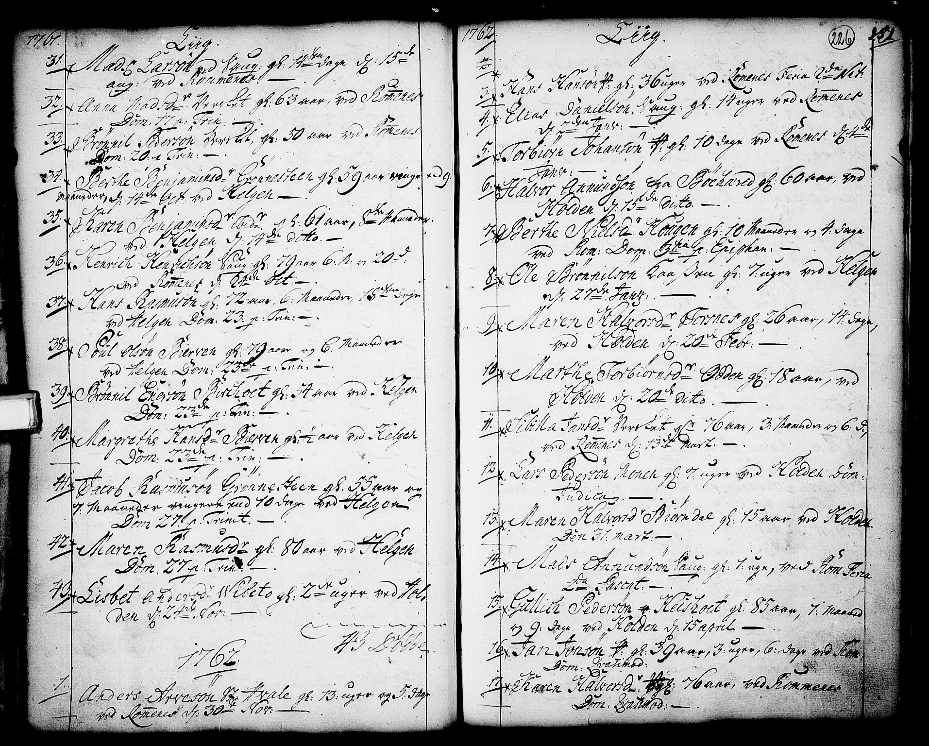 Holla kirkebøker, AV/SAKO-A-272/F/Fa/L0001: Parish register (official) no. 1, 1717-1779, p. 226