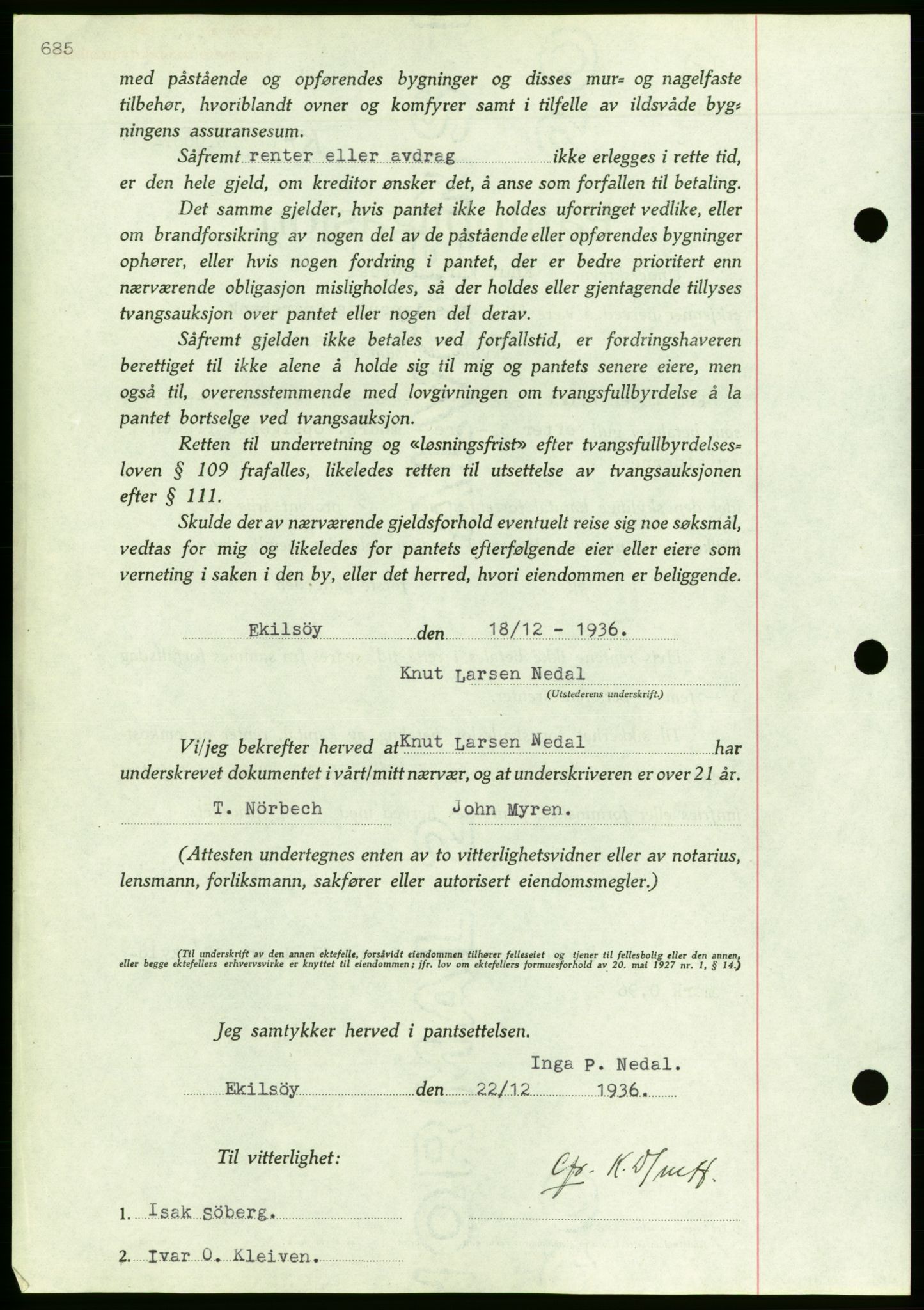 Nordmøre sorenskriveri, AV/SAT-A-4132/1/2/2Ca/L0090: Mortgage book no. B80, 1936-1937, Diary no: : 2956/1936