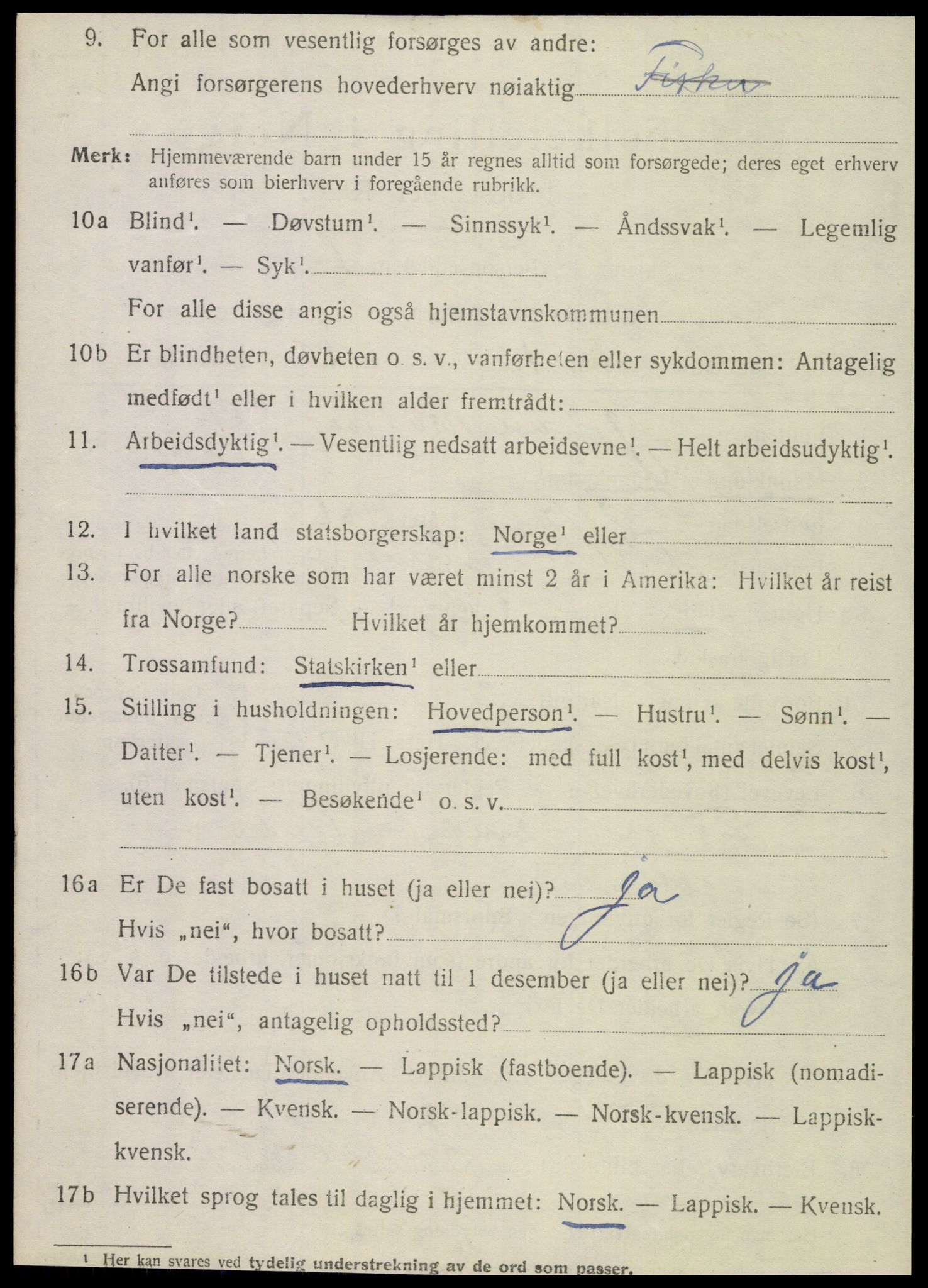 SAT, 1920 census for Dønnes, 1920, p. 2153