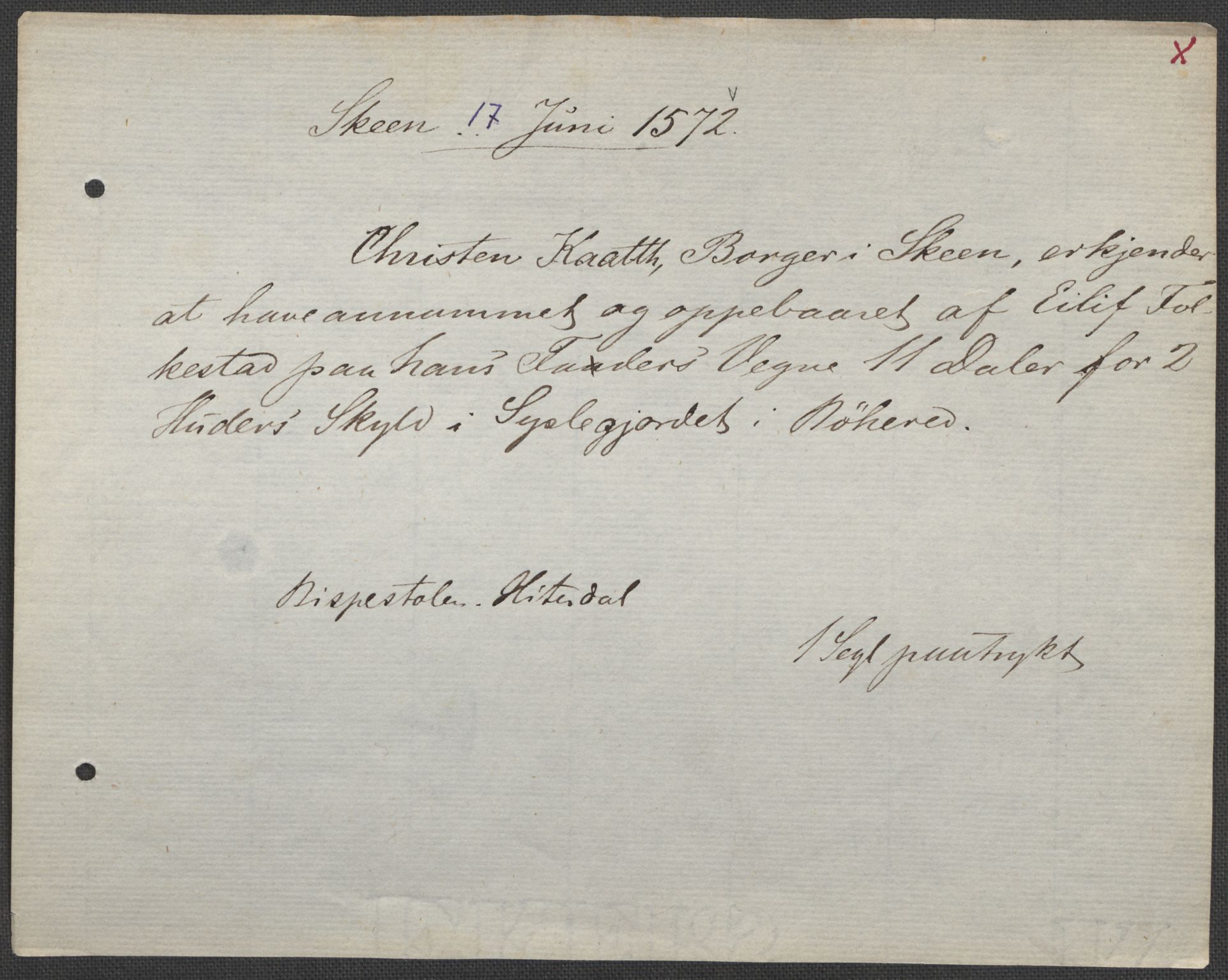 Riksarkivets diplomsamling, AV/RA-EA-5965/F15/L0028: Prestearkiv - Telemark, 1572-1769, p. 4