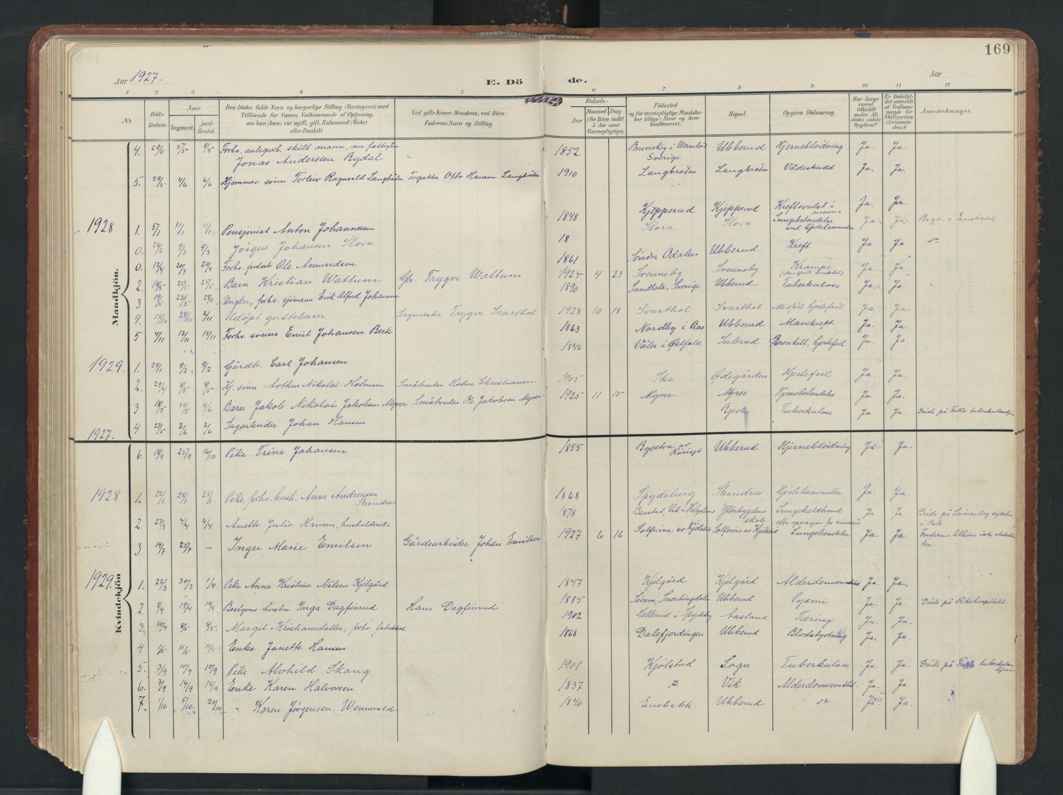 Enebakk prestekontor Kirkebøker, AV/SAO-A-10171c/G/Gb/L0003: Parish register (copy) no. II 3, 1903-1970, p. 169